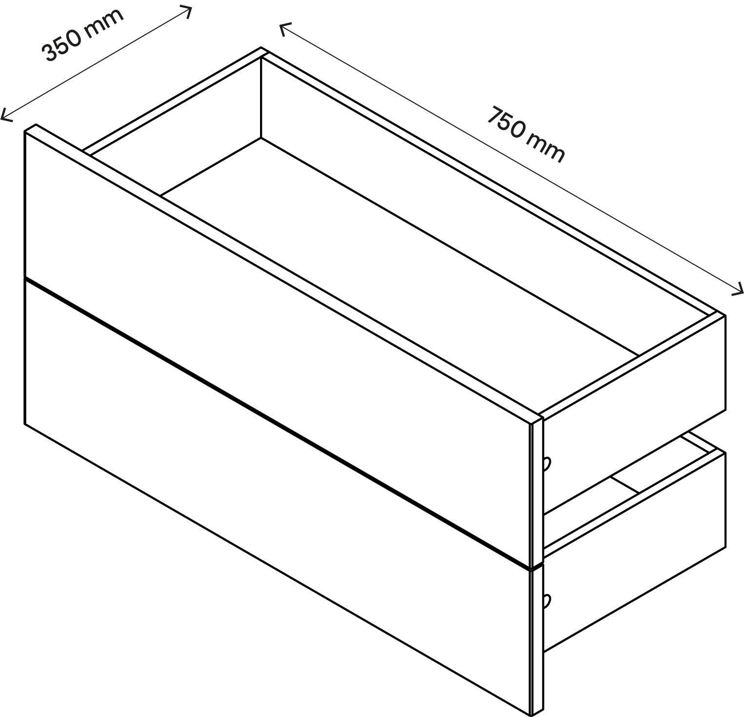 GoodHome Atomia Matt grey oak effect Slab External Drawer (H)184.5mm (W)747mm (D)300mm, Set of 2