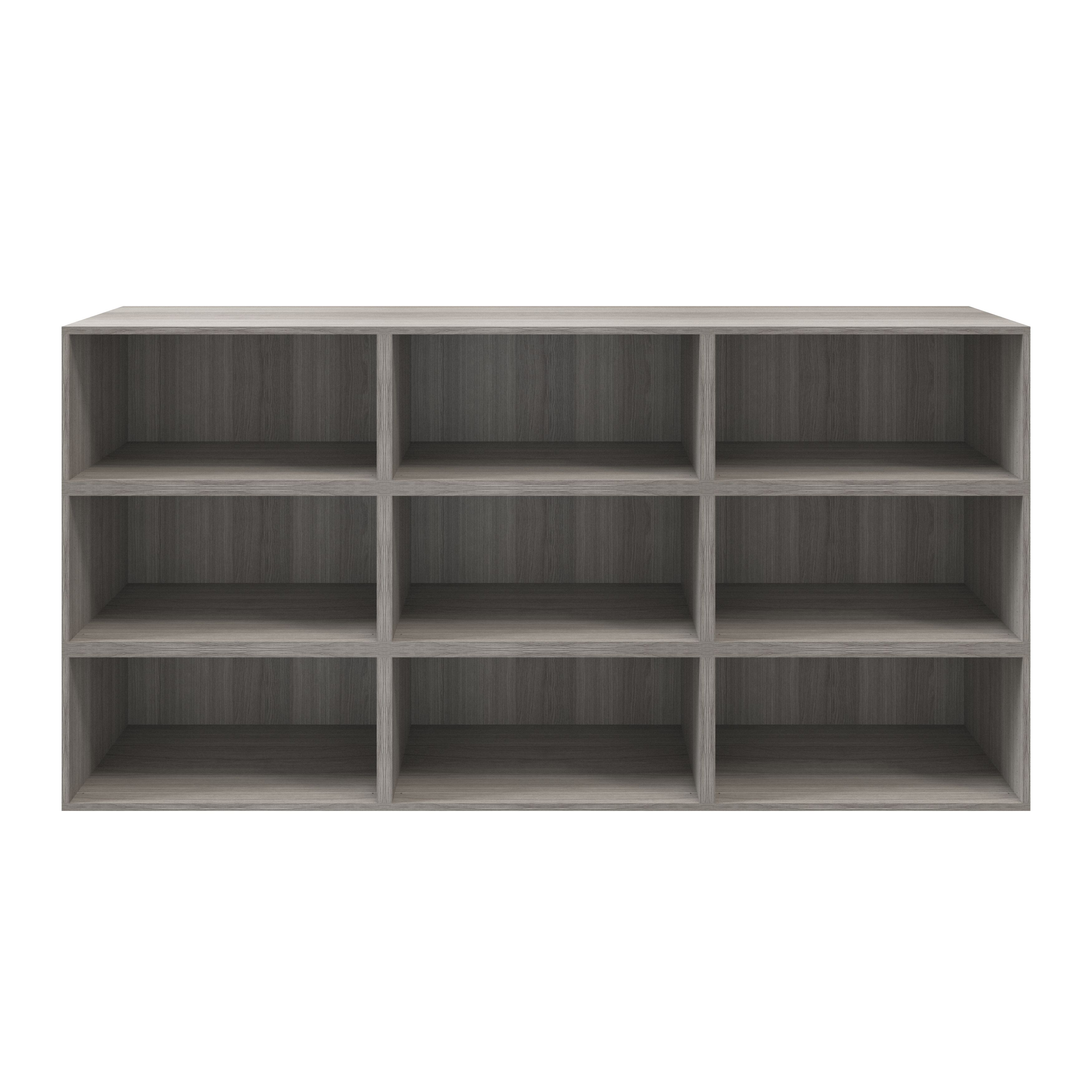 GoodHome Atomia Matt grey oak effect Wall-mounted 9 shelf Rectangular Bookcase, (H)1125mm (W)2250mm