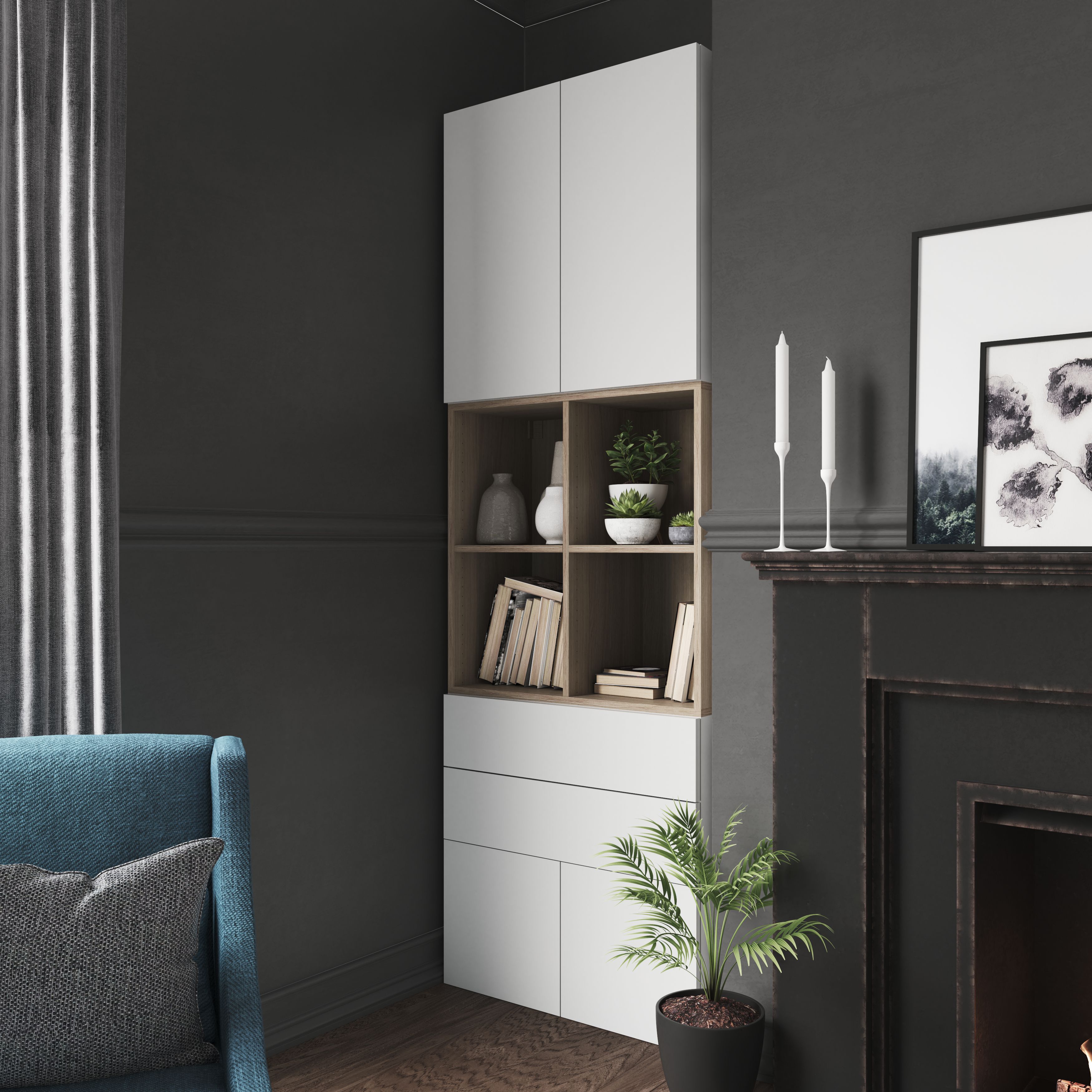 GoodHome Atomia Matt Oak effect Modular furniture cabinet, (H)750mm (W)750mm (D)350mm