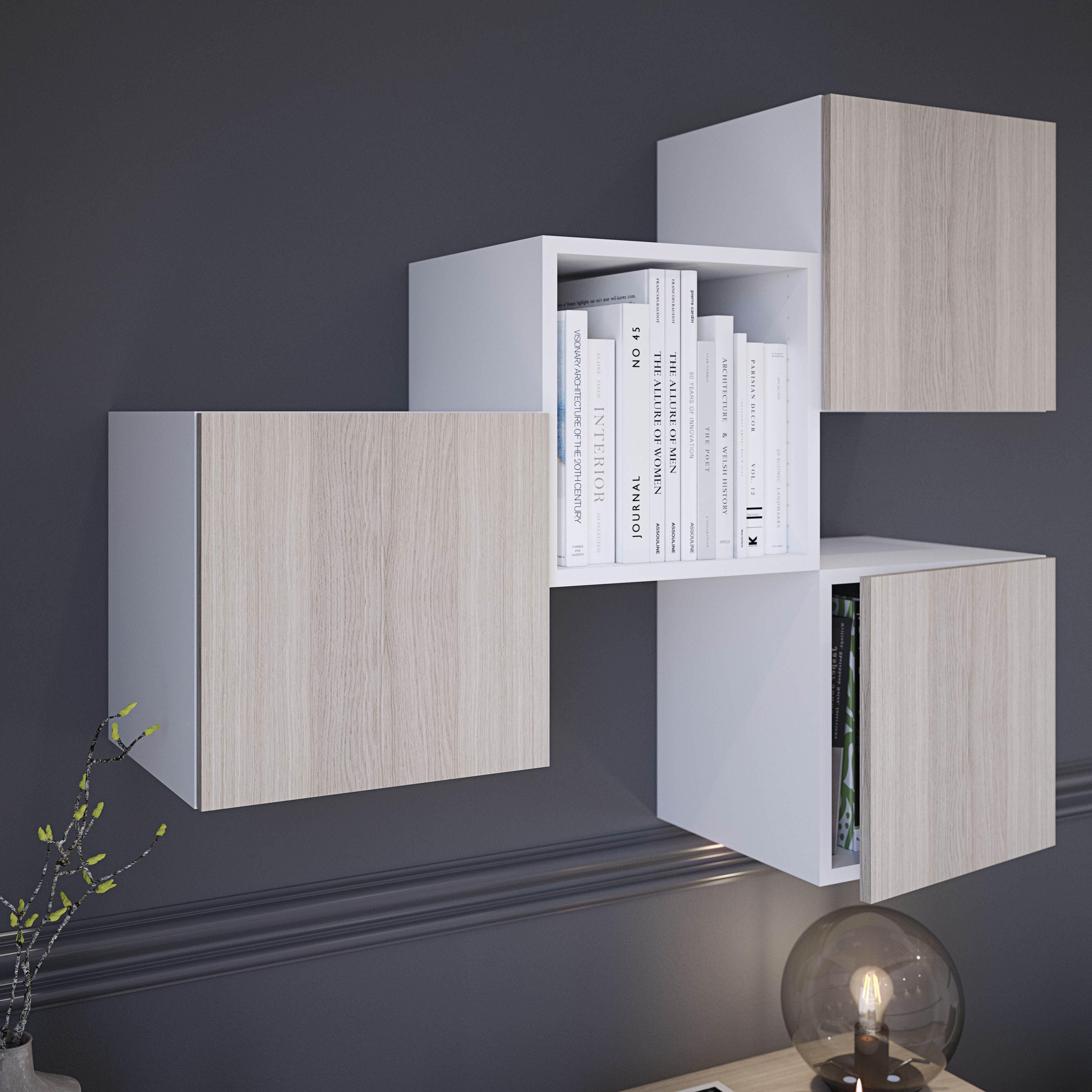 GoodHome Atomia Matt Oak effect Modular furniture door, (H) 372mm (W) 372mm