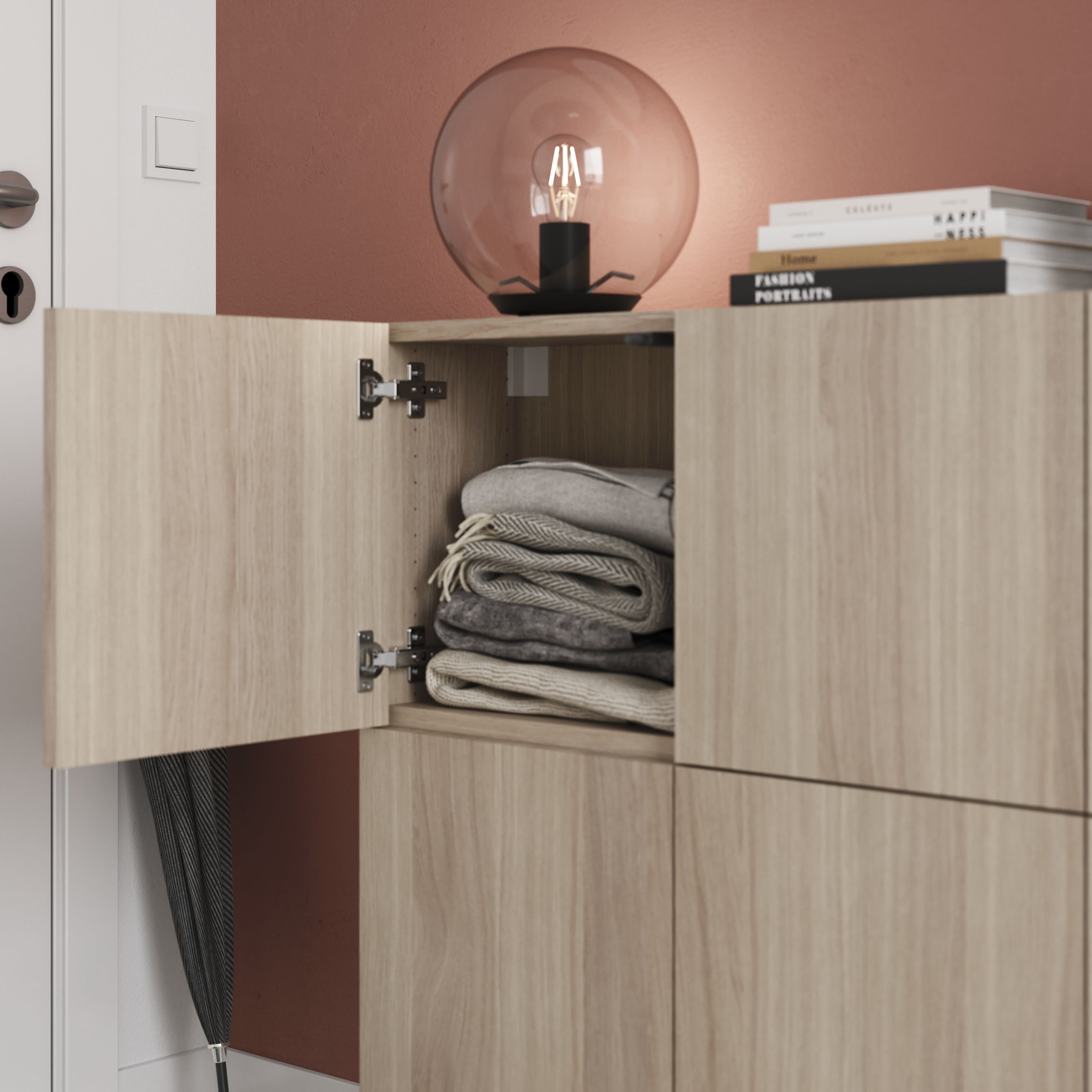 GoodHome Atomia Matt Oak effect Modular furniture door, (H) 372mm (W) 372mm