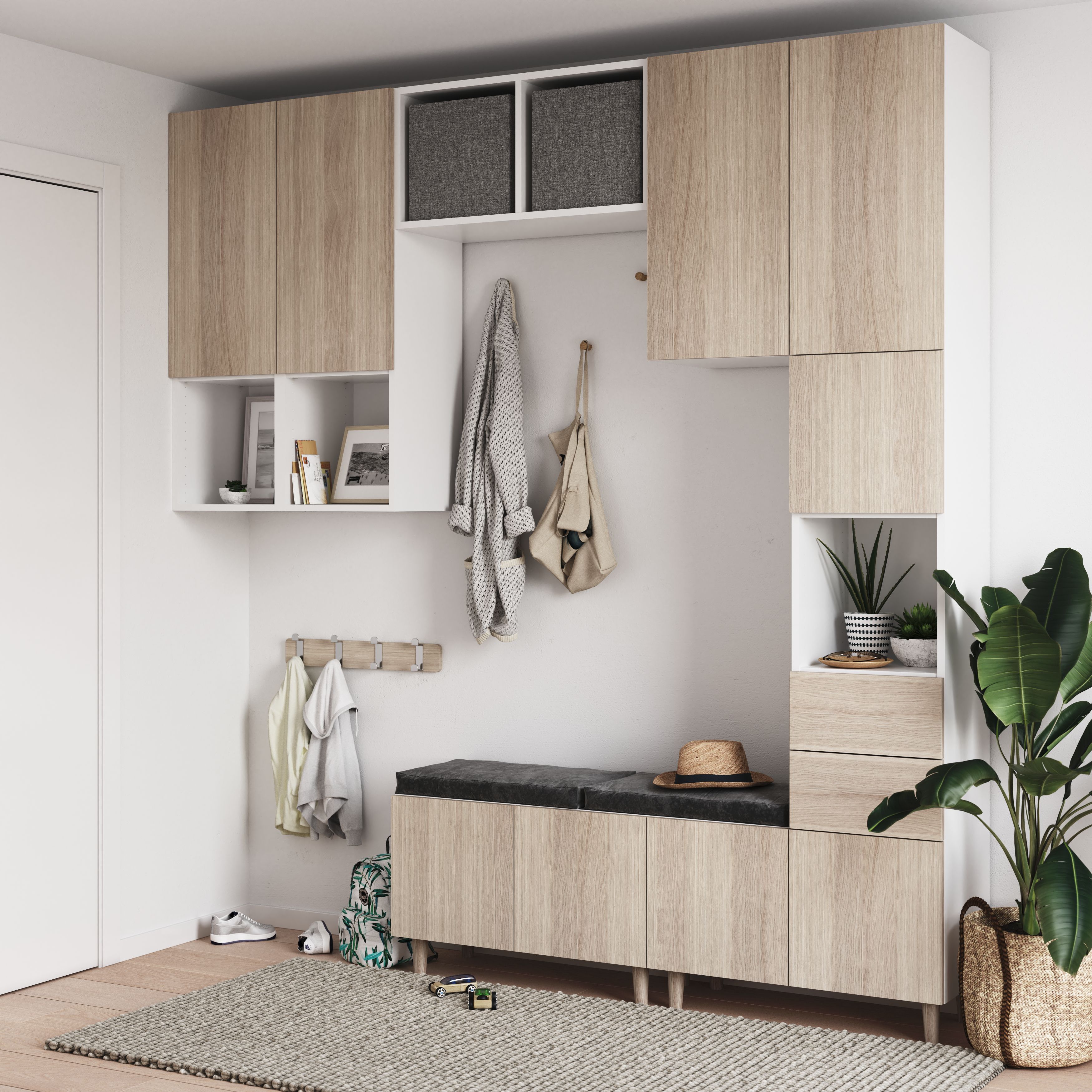 GoodHome Atomia Matt Oak effect Non-mirrored Modular furniture door, (H) 372mm (W) 497mm
