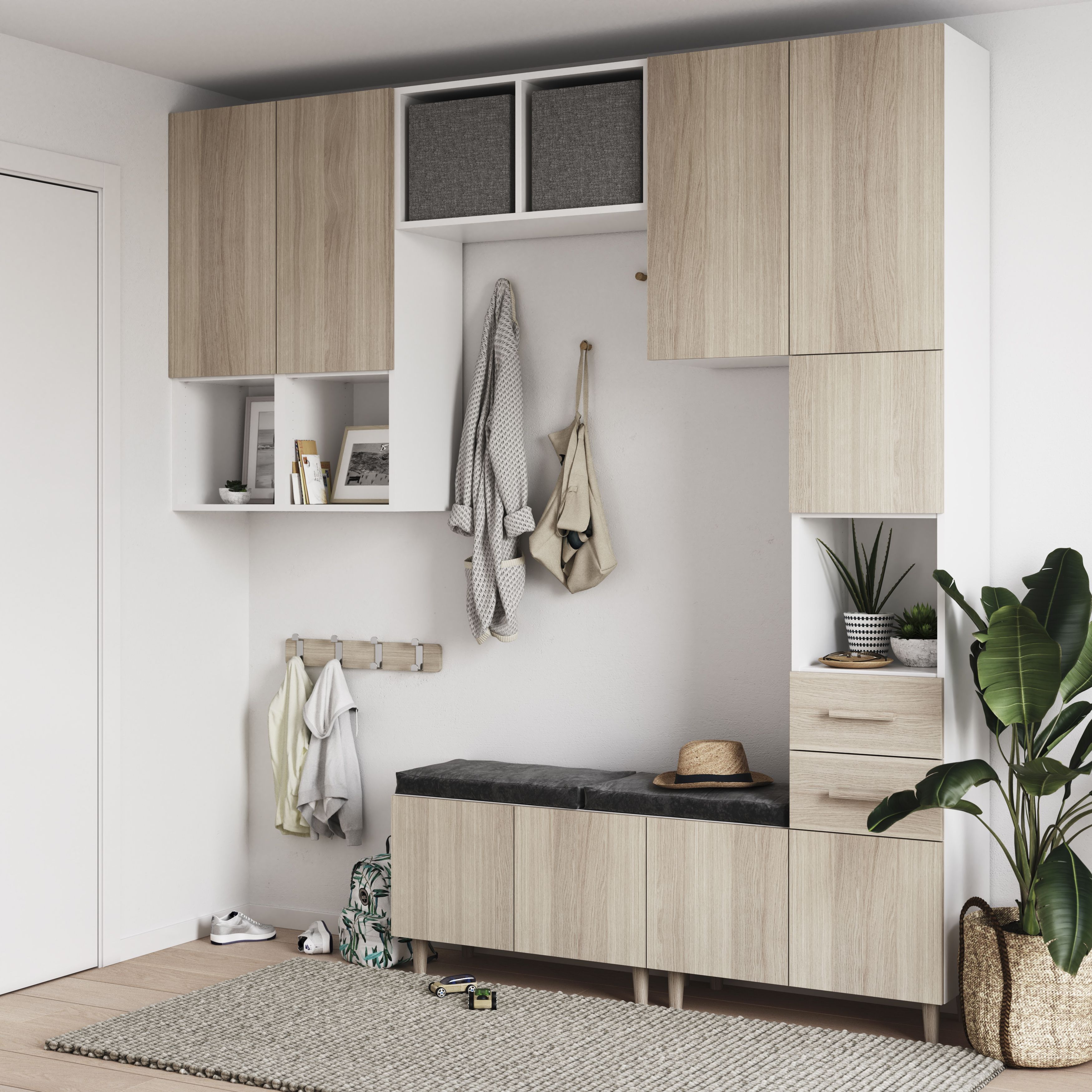 GoodHome Atomia Matt Oak effect Non-mirrored Modular furniture door, (H) 372mm (W) 497mm