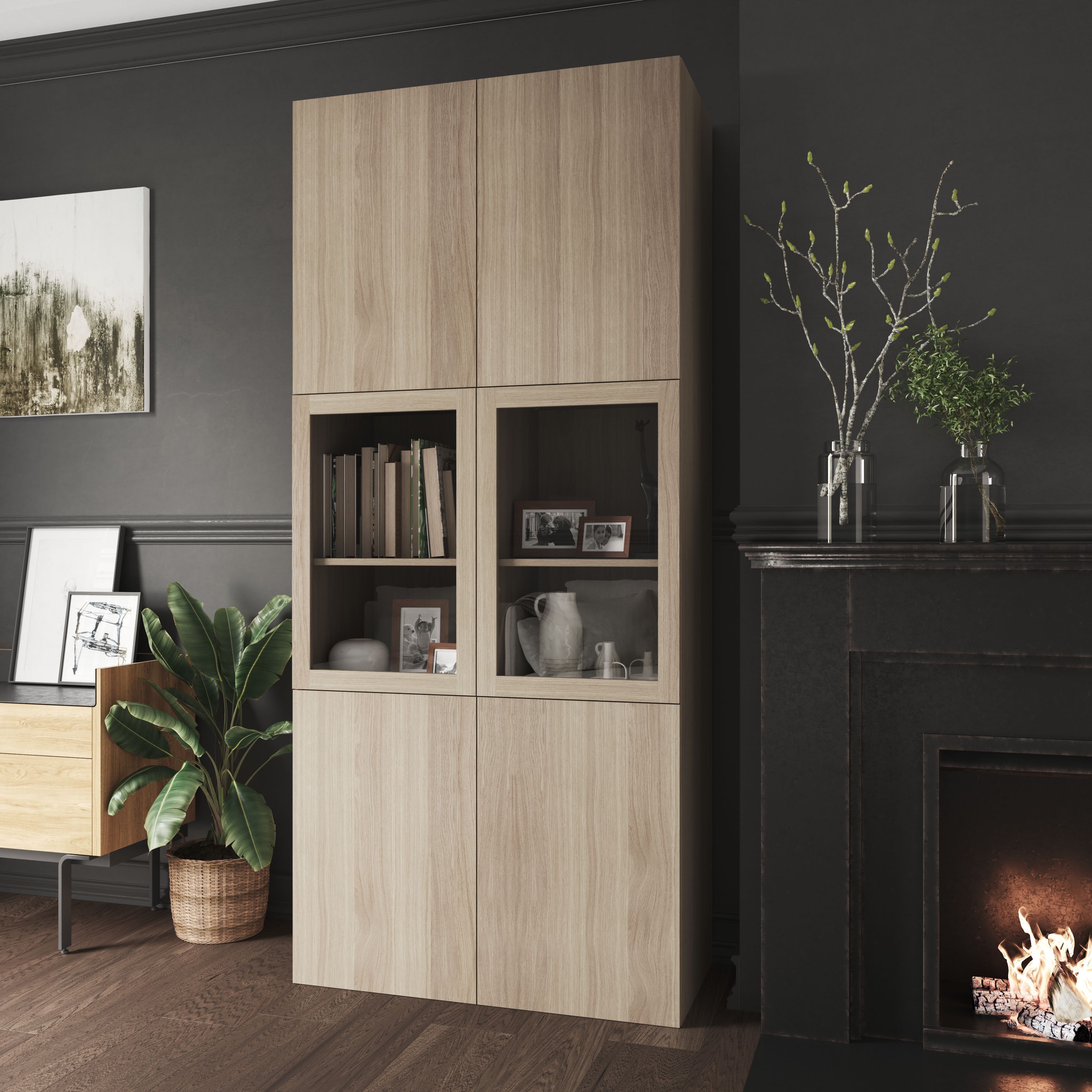GoodHome Atomia Matt Oak effect Non-mirrored Modular furniture door, (H) 747mm (W) 497mm