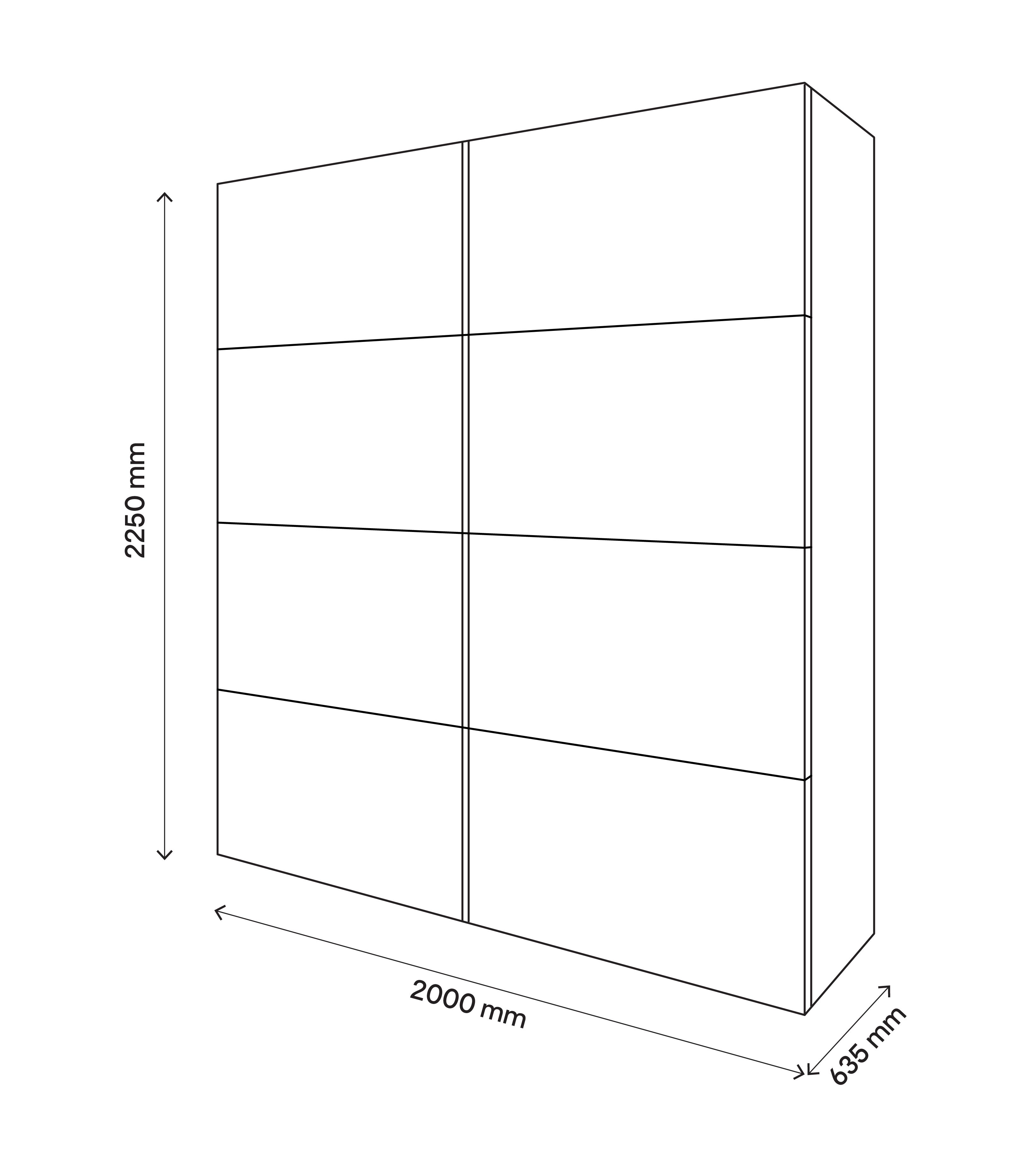GoodHome Atomia Matt oak effect Particle board Mirrored Wardrobe (H)2250mm (W)2000mm (D)655mm