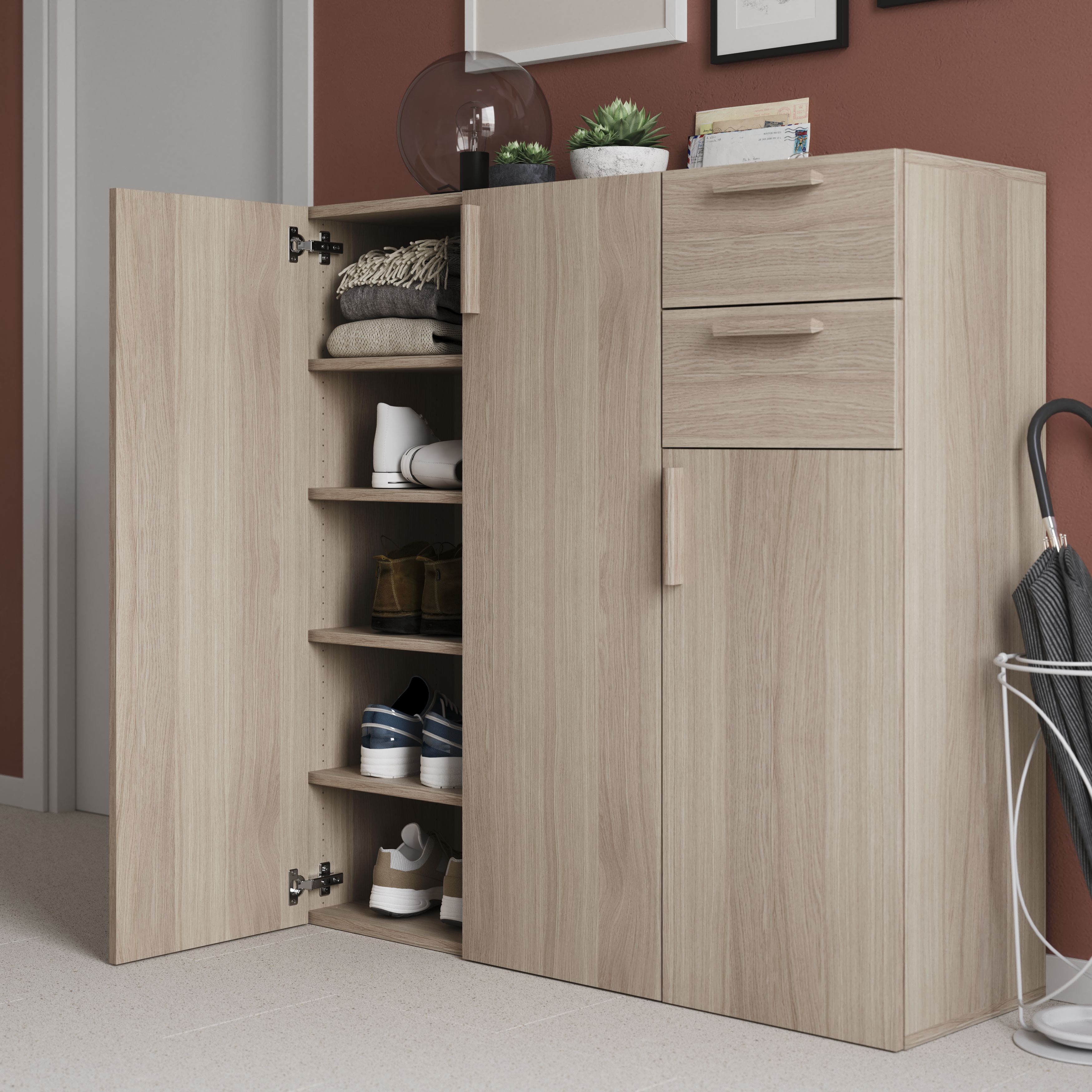 GoodHome Atomia Matt oak effect Shelf, (L)714mm (D)562mm