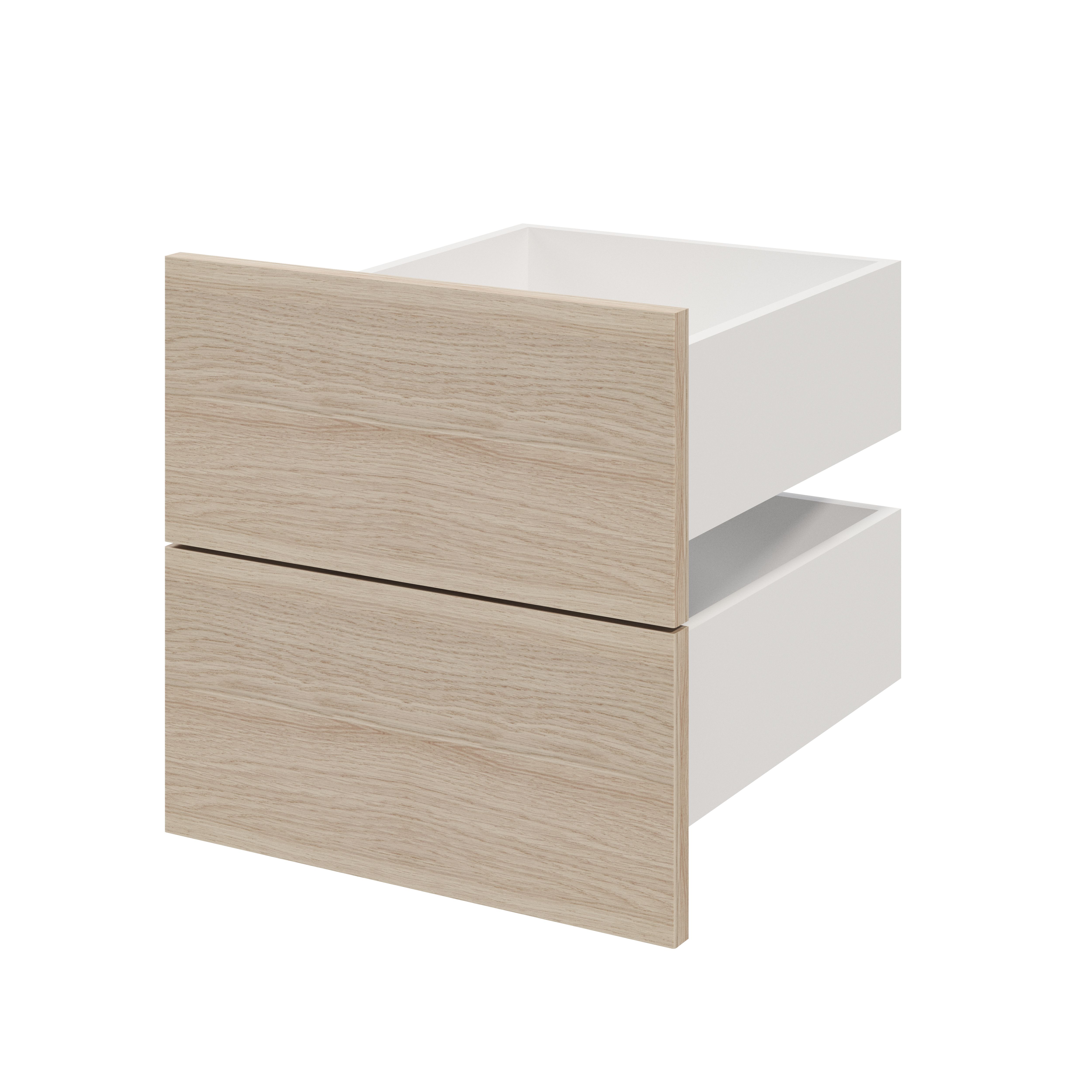 GoodHome Atomia Matt oak effect Slab External Drawer (H)184.5mm (W)372mm (D)390mm, Set of 2