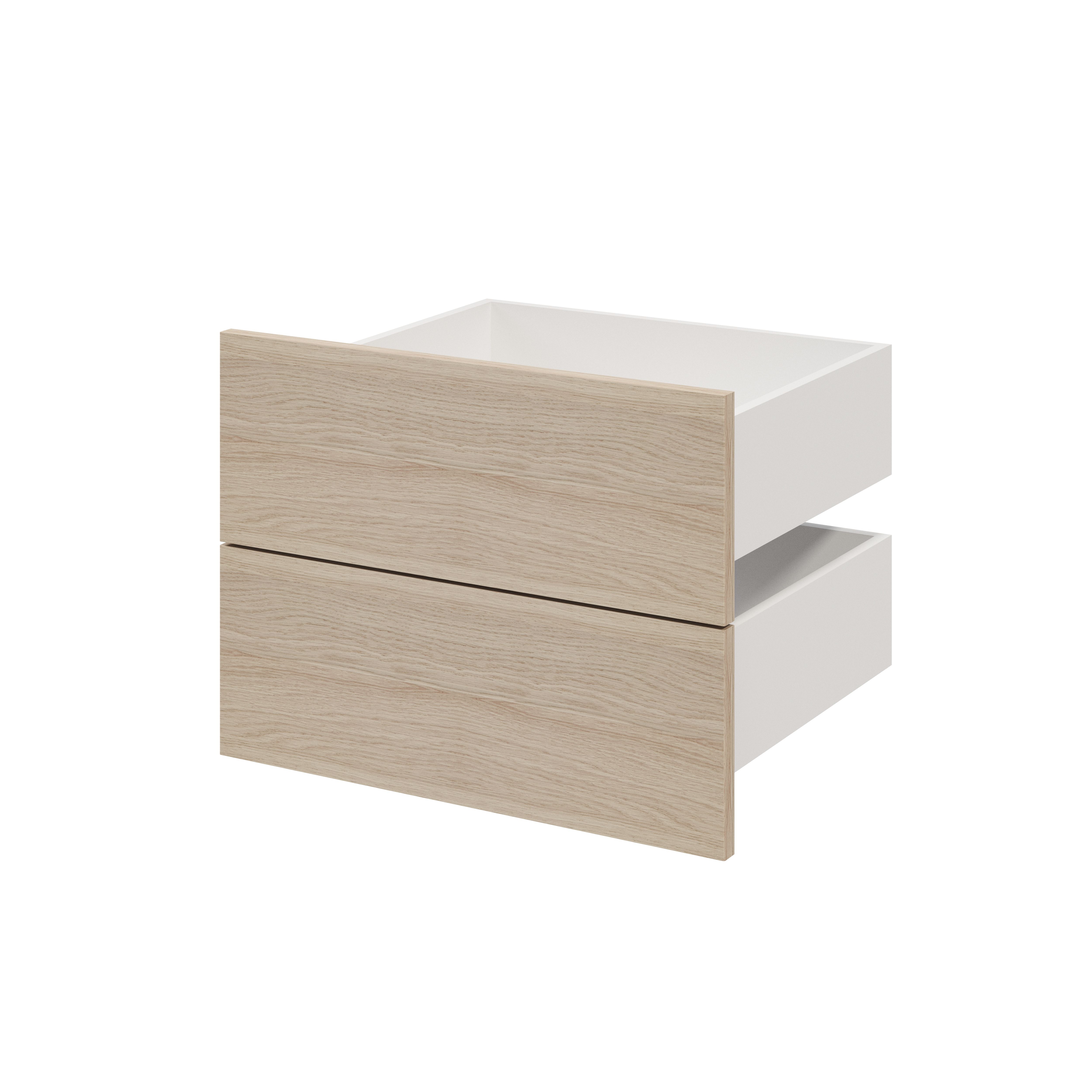 GoodHome Atomia Matt oak effect Slab External Drawer (H)184.5mm (W)497mm (D)390mm, Set of 2