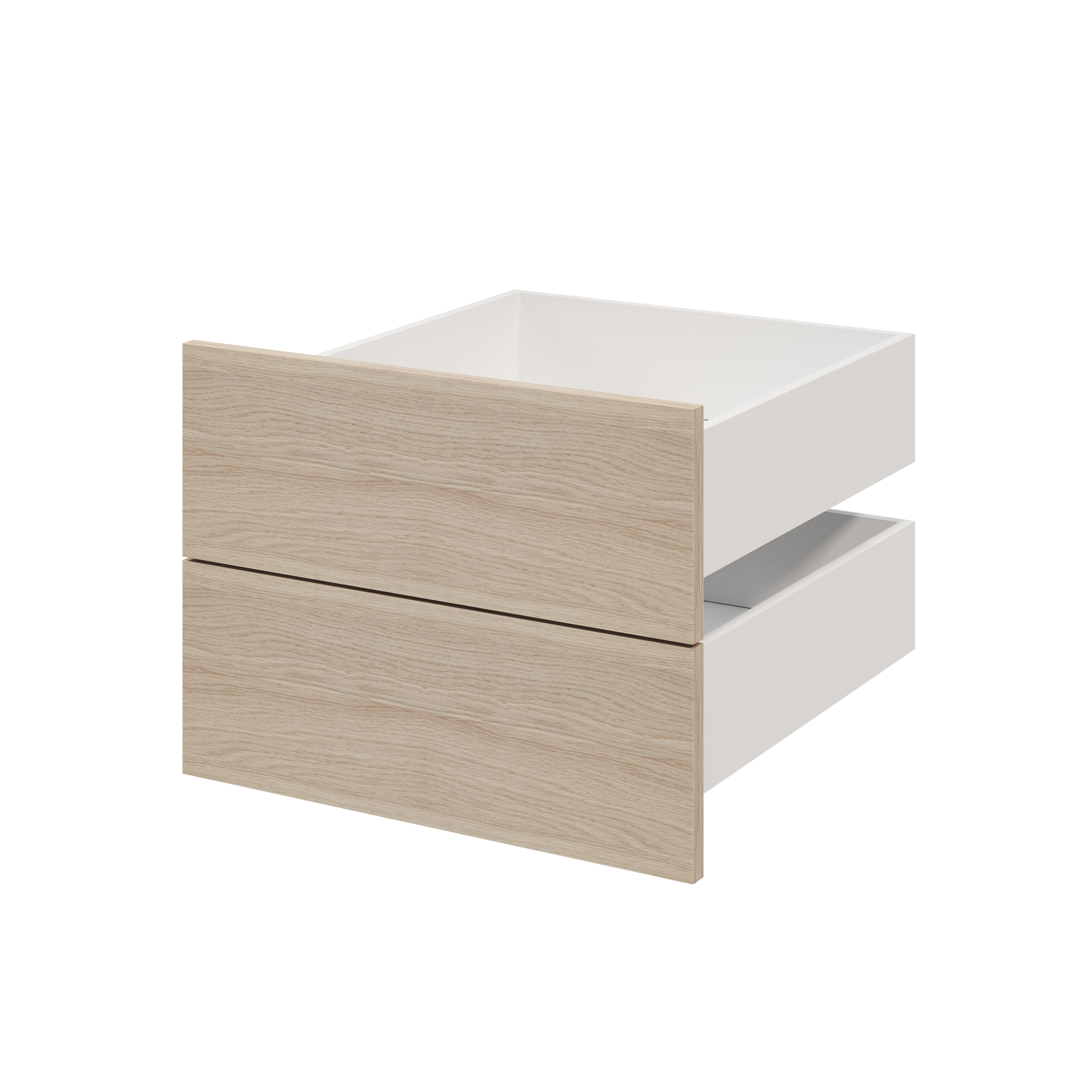 GoodHome Atomia Matt oak effect Slab External Drawer (H)184.5mm (W)497mm (D)500mm, Set of 2