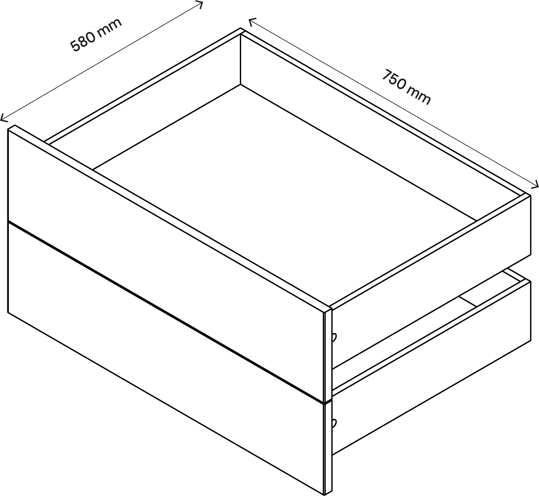 GoodHome Atomia Matt oak effect Slab External Drawer (H)184.5mm (W)747mm (D)500mm, Set of 2