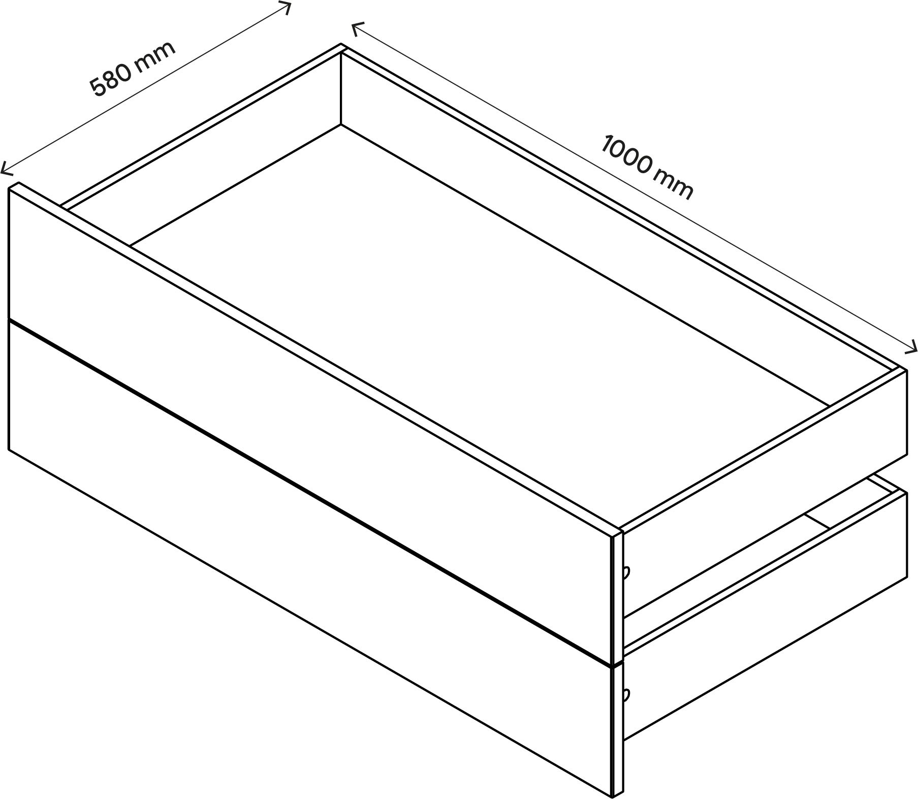 GoodHome Atomia Matt oak effect Slab External Drawer (H)184.5mm (W)997mm (D)500mm, Set of 2