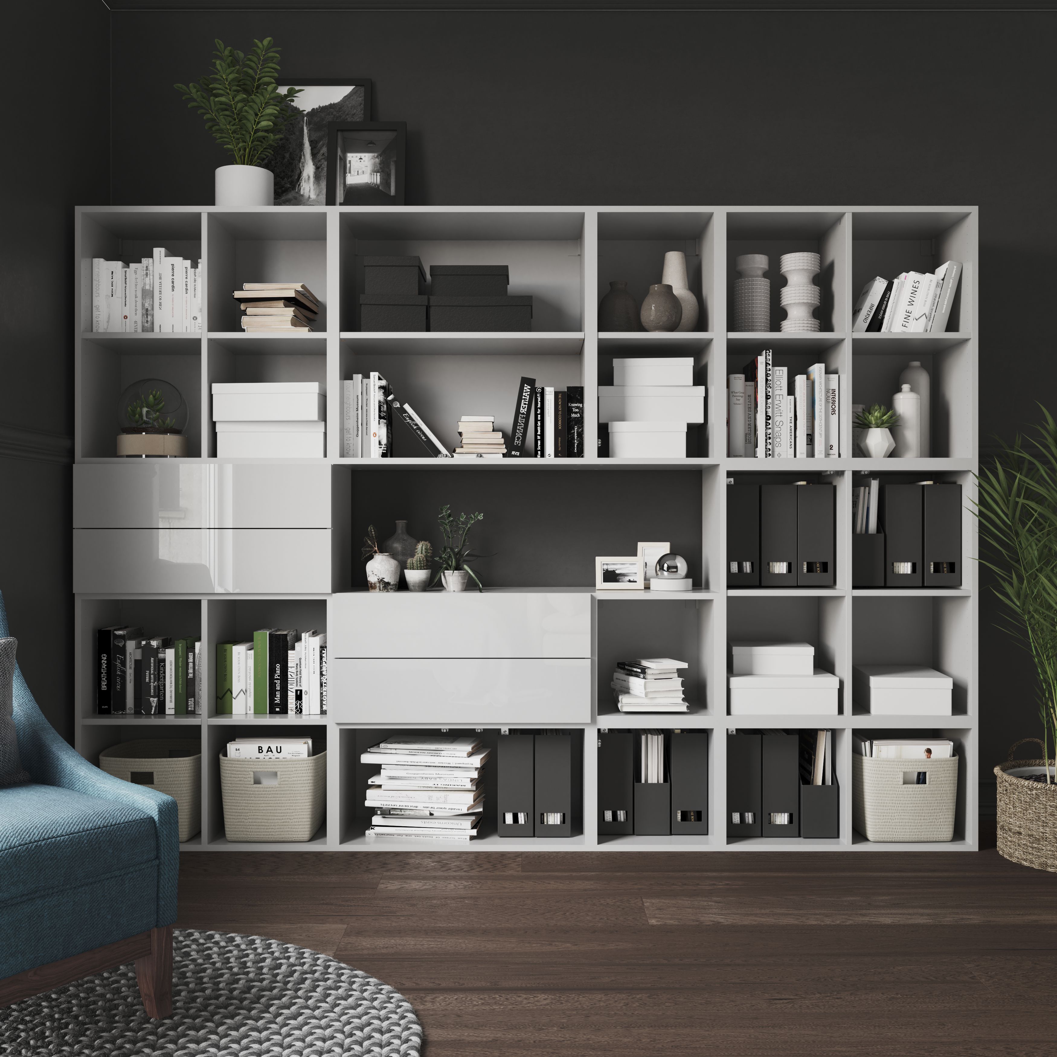 GoodHome Atomia Matt white Cross shelf, (L)714mm (D)332mm