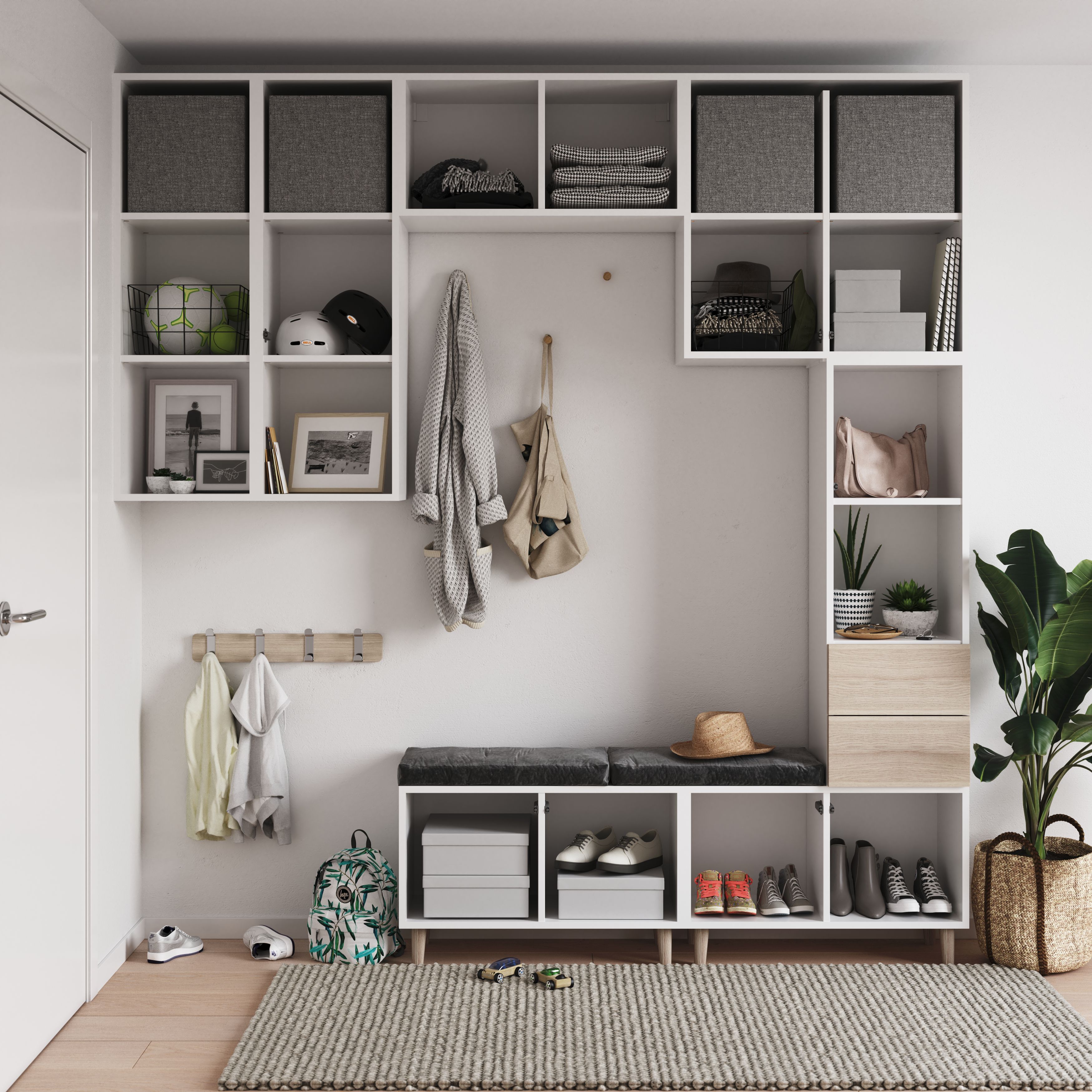 GoodHome Atomia Matt white Cross shelf, (L)714mm (D)332mm