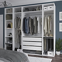 GoodHome Atomia Matt white Large Wardrobe Bedroom Internal Freestanding Wardrobe storage unit (H)2250mm (W)1000mm (D)580mm