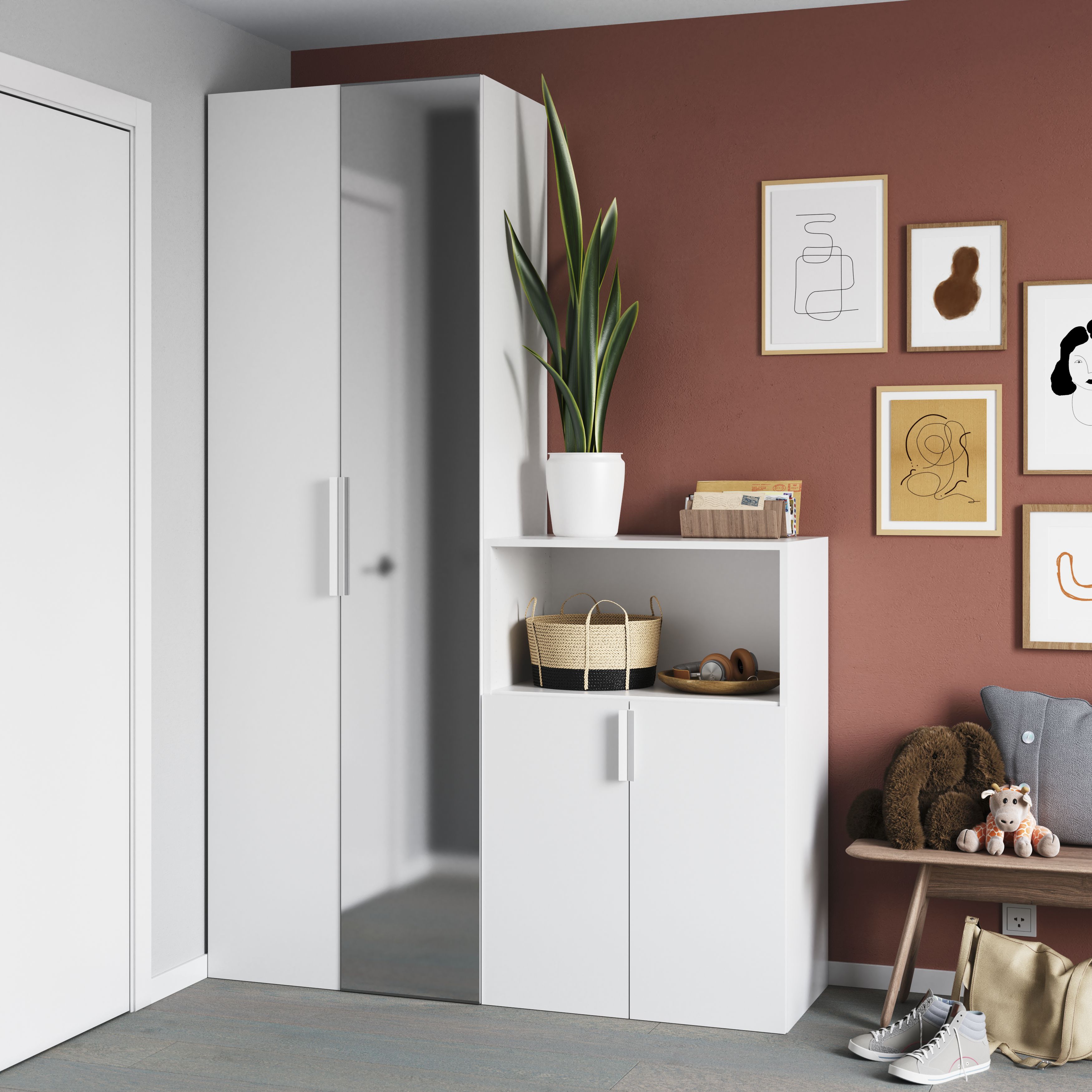 GoodHome Atomia Matt White Non-mirrored Modular furniture door, (H) 2247mm (W) 372mm