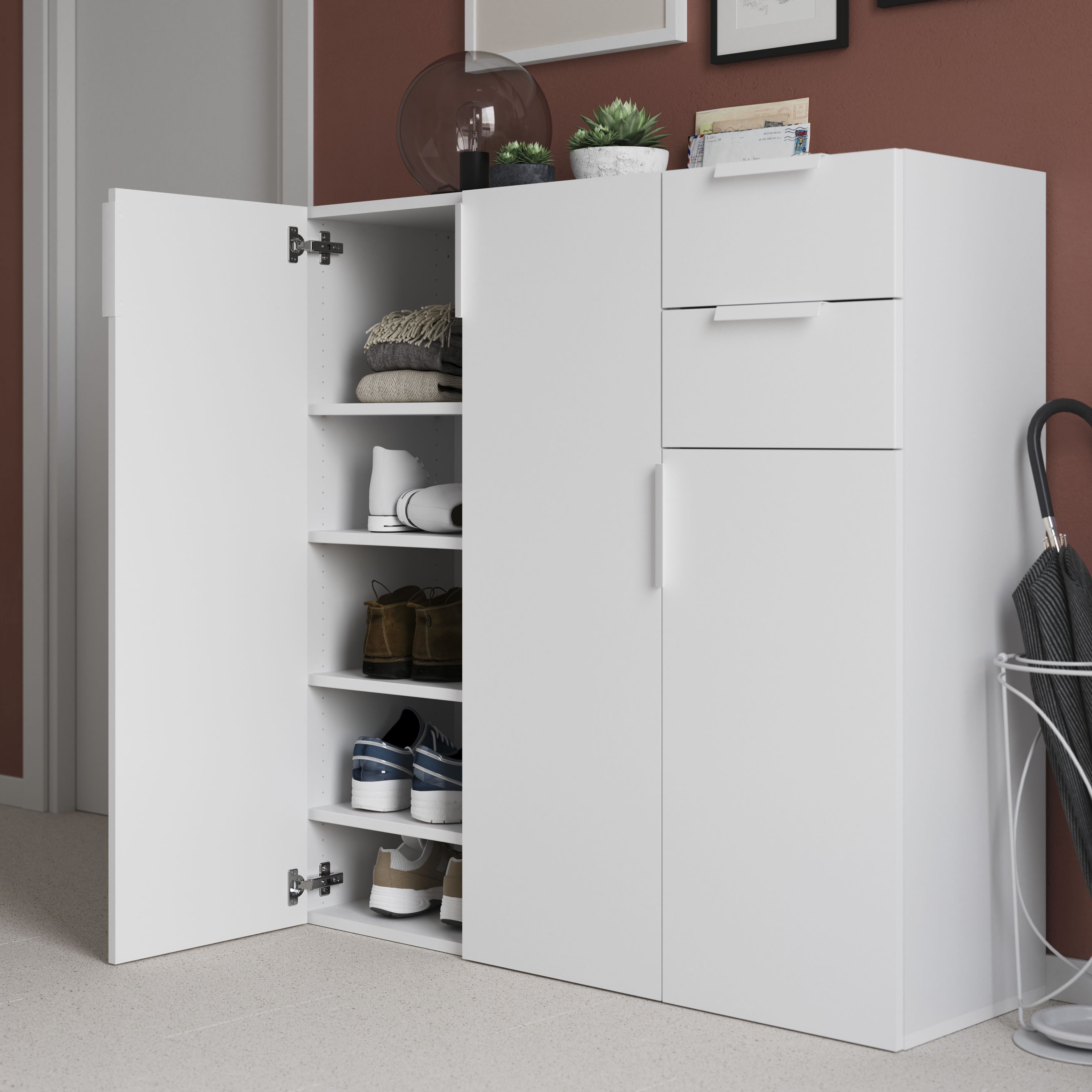GoodHome Atomia Matt white oak effect Hallway storage unit kit