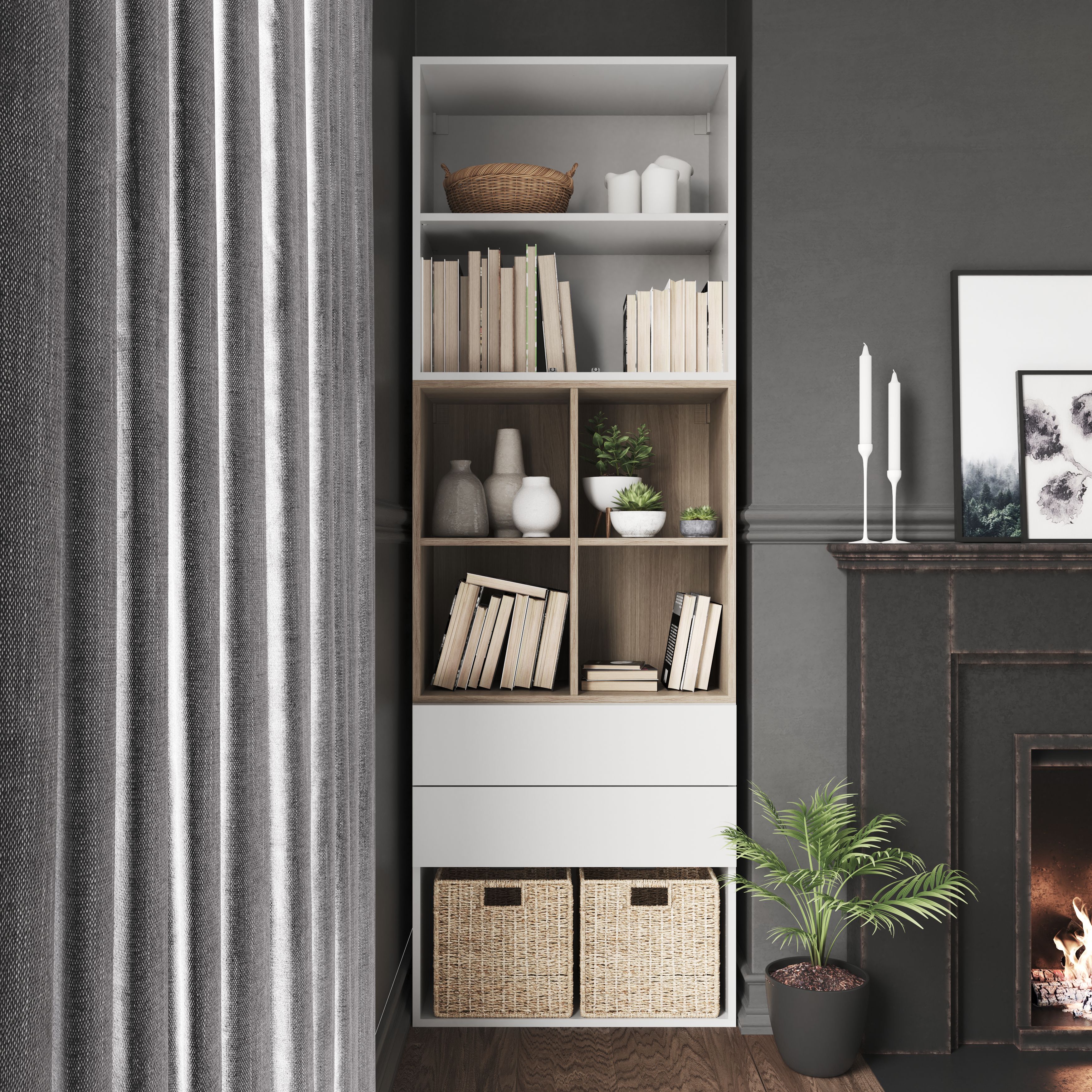 GoodHome Atomia Matt white oak effect Shelf, (L)714mm (D)332mm