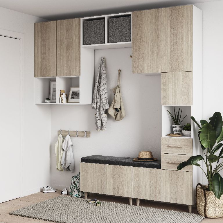 GoodHome Atomia Matt white oak effect Storage unit