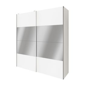 GoodHome Atomia Matt white Particle board Mirrored Wardrobe (H)2250mm (W)2000mm (D)655mm