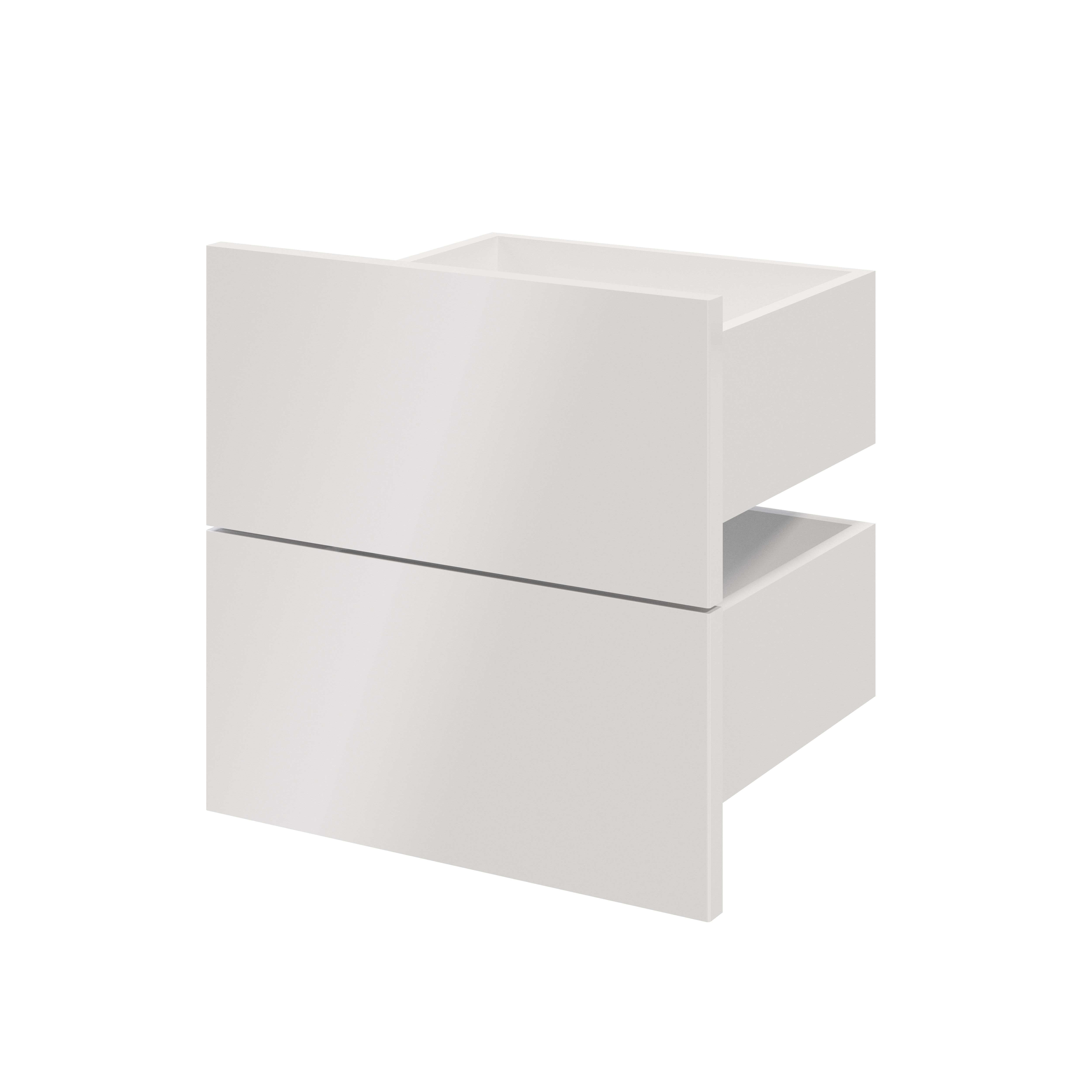 GoodHome Atomia Matt white Slab External Drawer (H)184.5mm (W)372mm (D)300mm, Set of 2