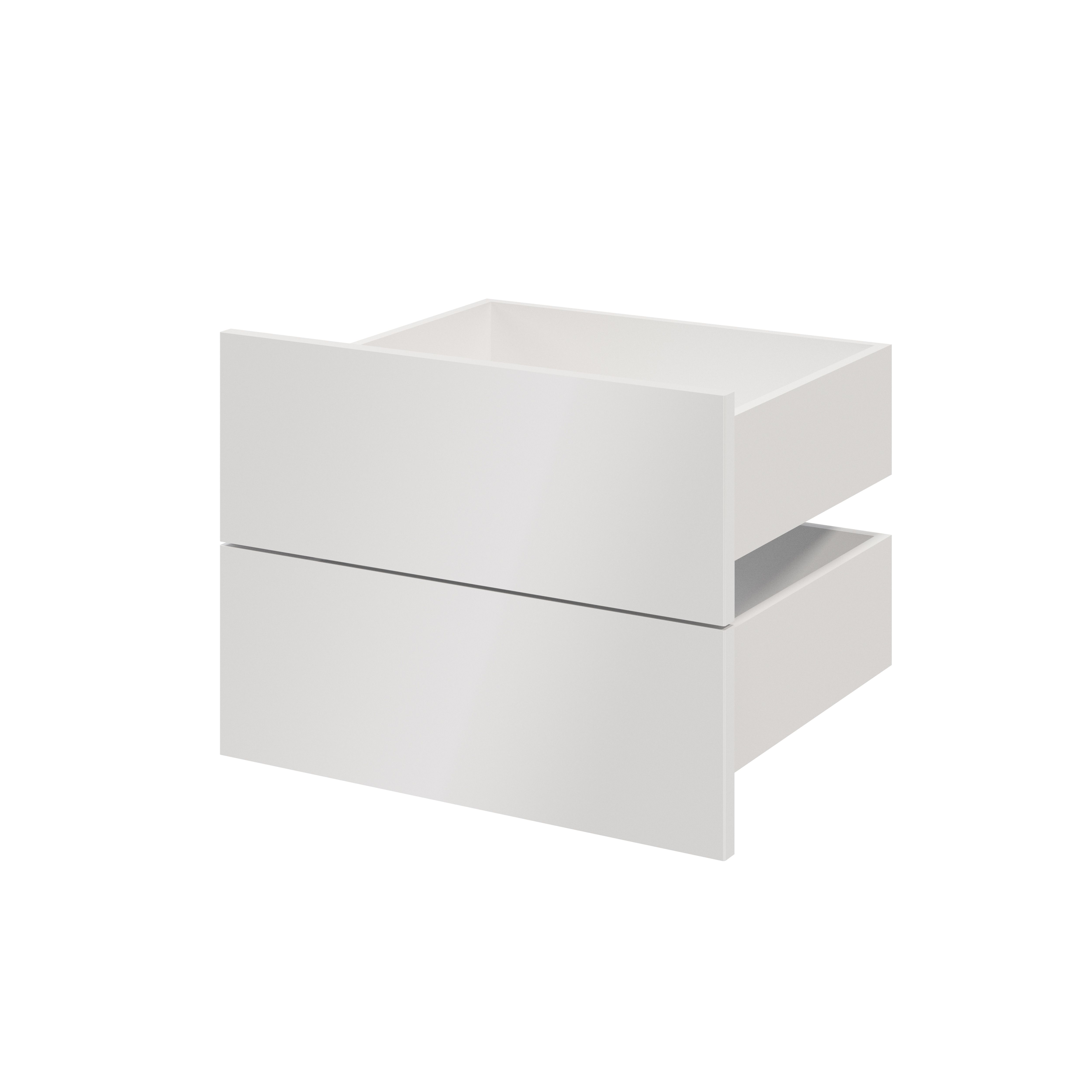GoodHome Atomia Matt white Slab External Drawer (H)184.5mm (W)464mm (D)390mm, Set of 2