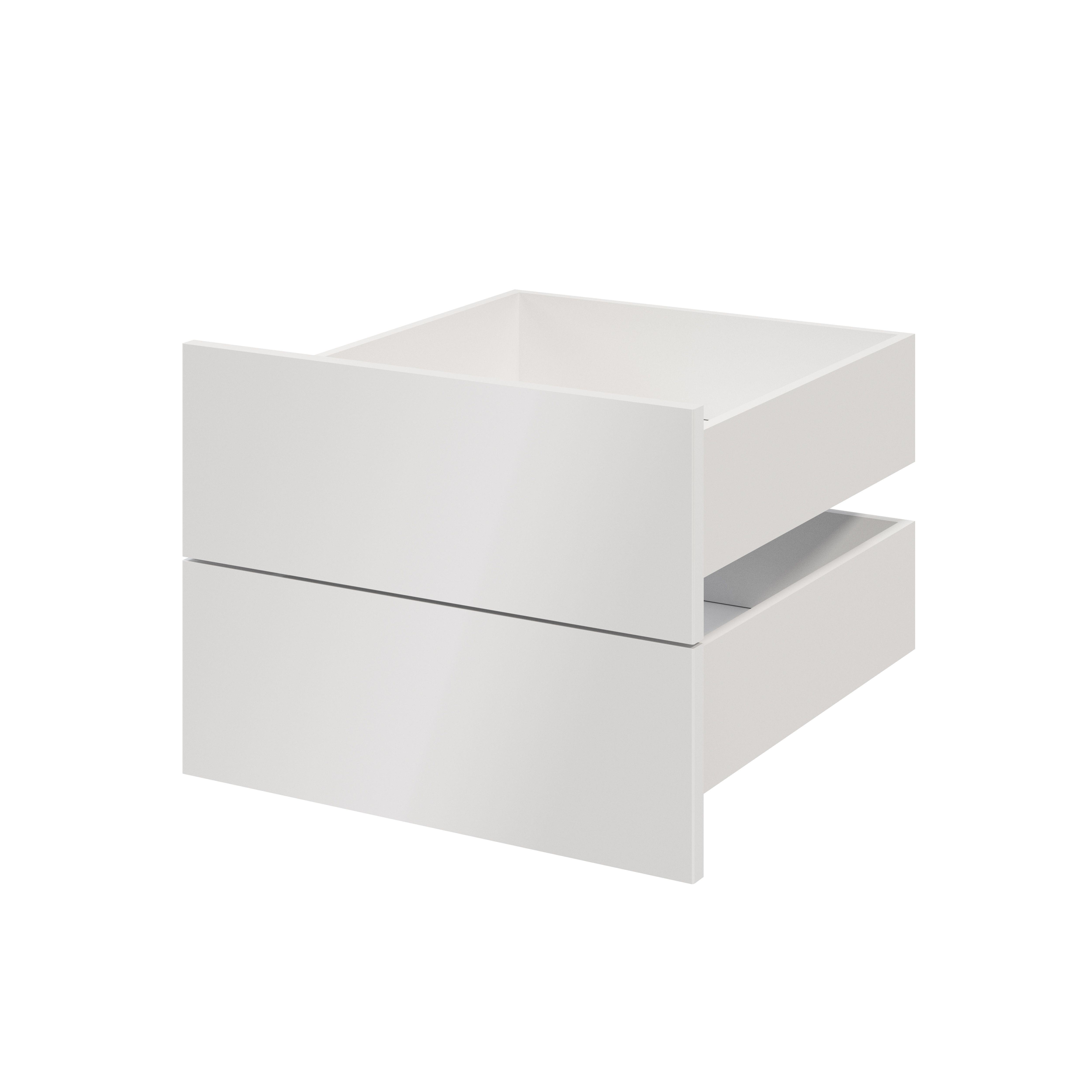 GoodHome Atomia Matt white Slab External Drawer (H)184.5mm (W)497mm (D)500mm, Set of 2
