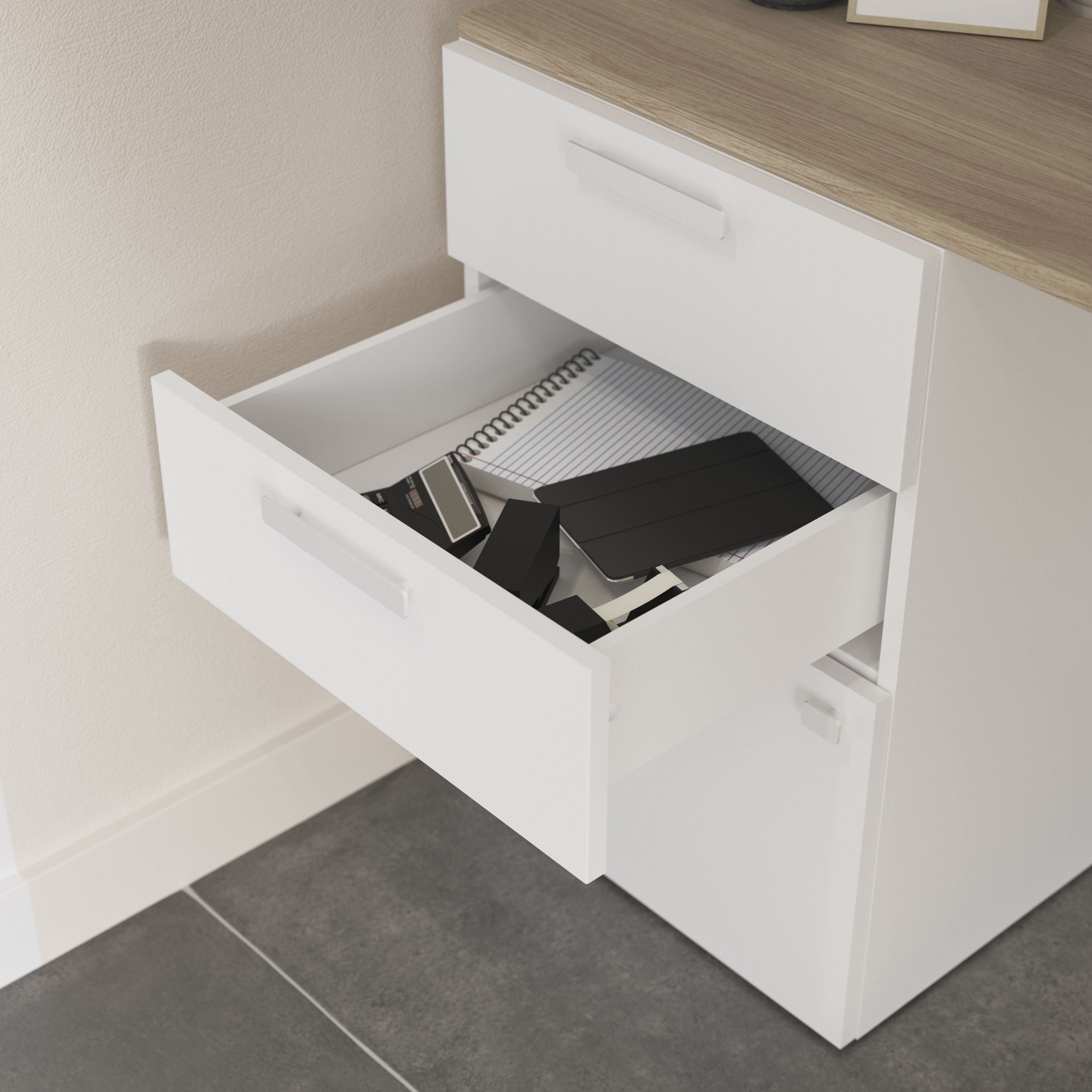 GoodHome Atomia Matt white Slab External Drawer (H)184.5mm (W)497mm (D)500mm, Set of 2