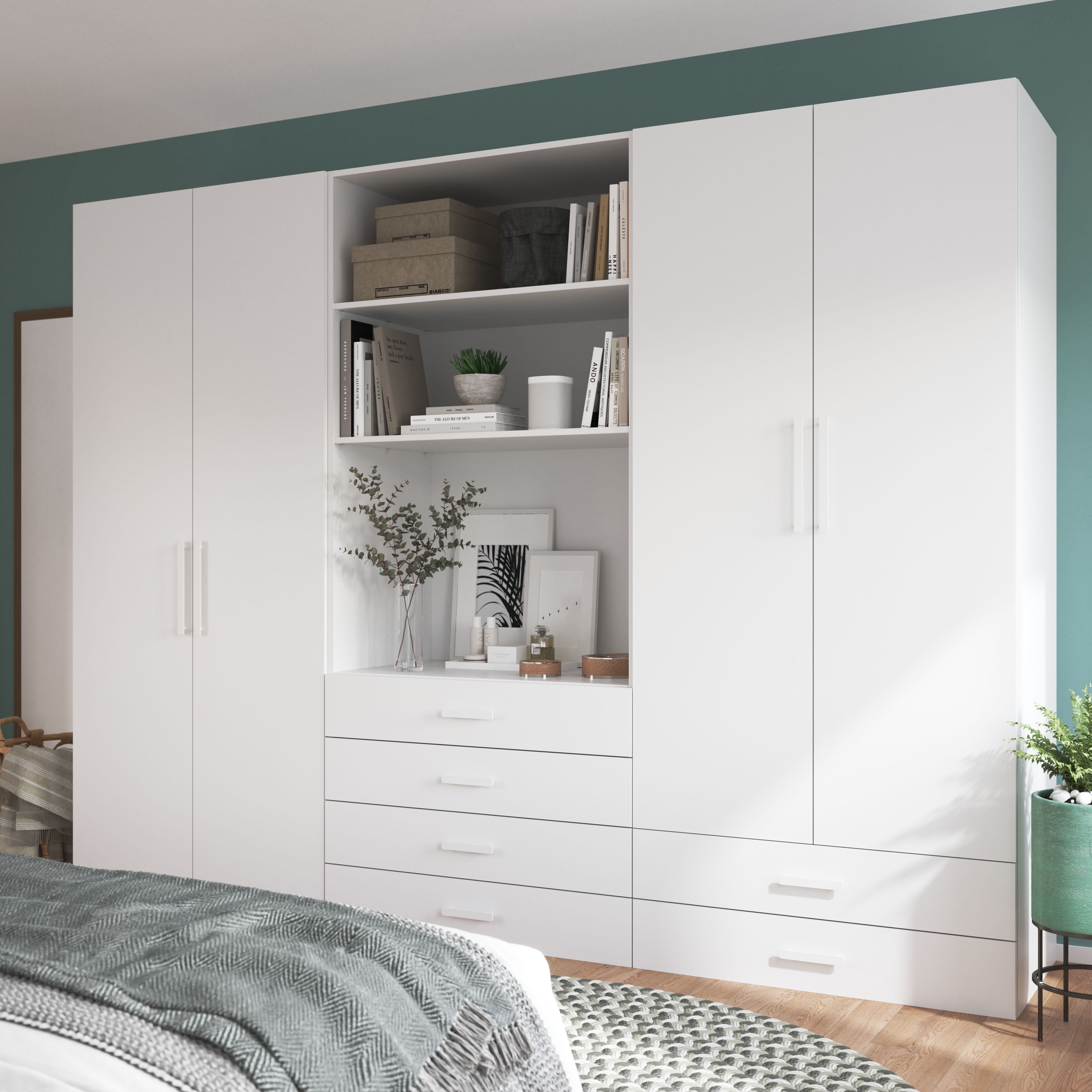 GoodHome Atomia Matt white Slab External Drawer (H)184.5mm (W)997mm (D)500mm, Set of 2