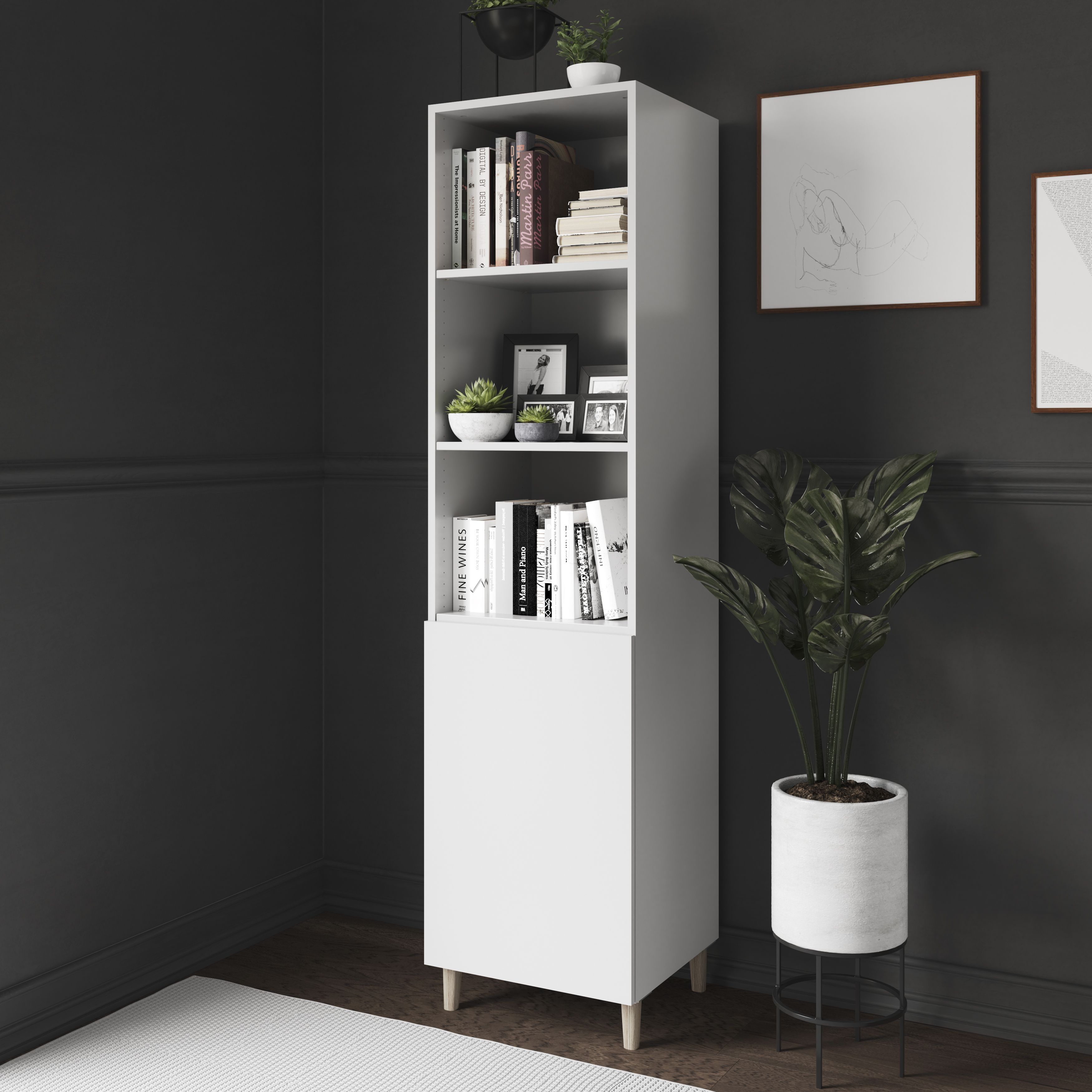GoodHome Atomia Matt white Tall storage unit