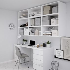 GoodHome Atomia Matt white Wall-mounted Rectangular Bookcase, (H)1125mm (W)2250mm
