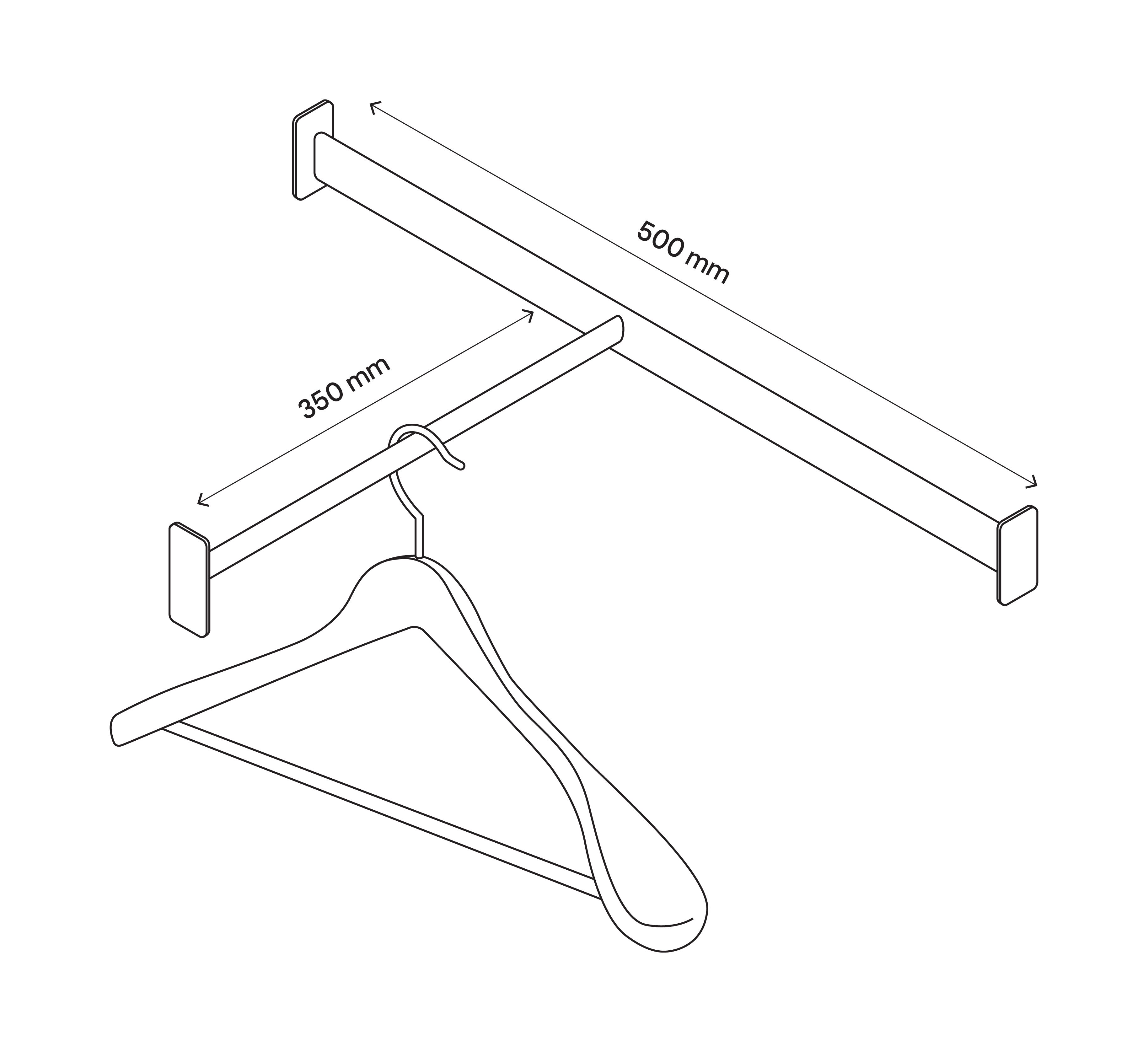 GoodHome Atomia Metallic effect Non extendable Wardrobe Frontal hanging bar, (L)463mm (D)305mm