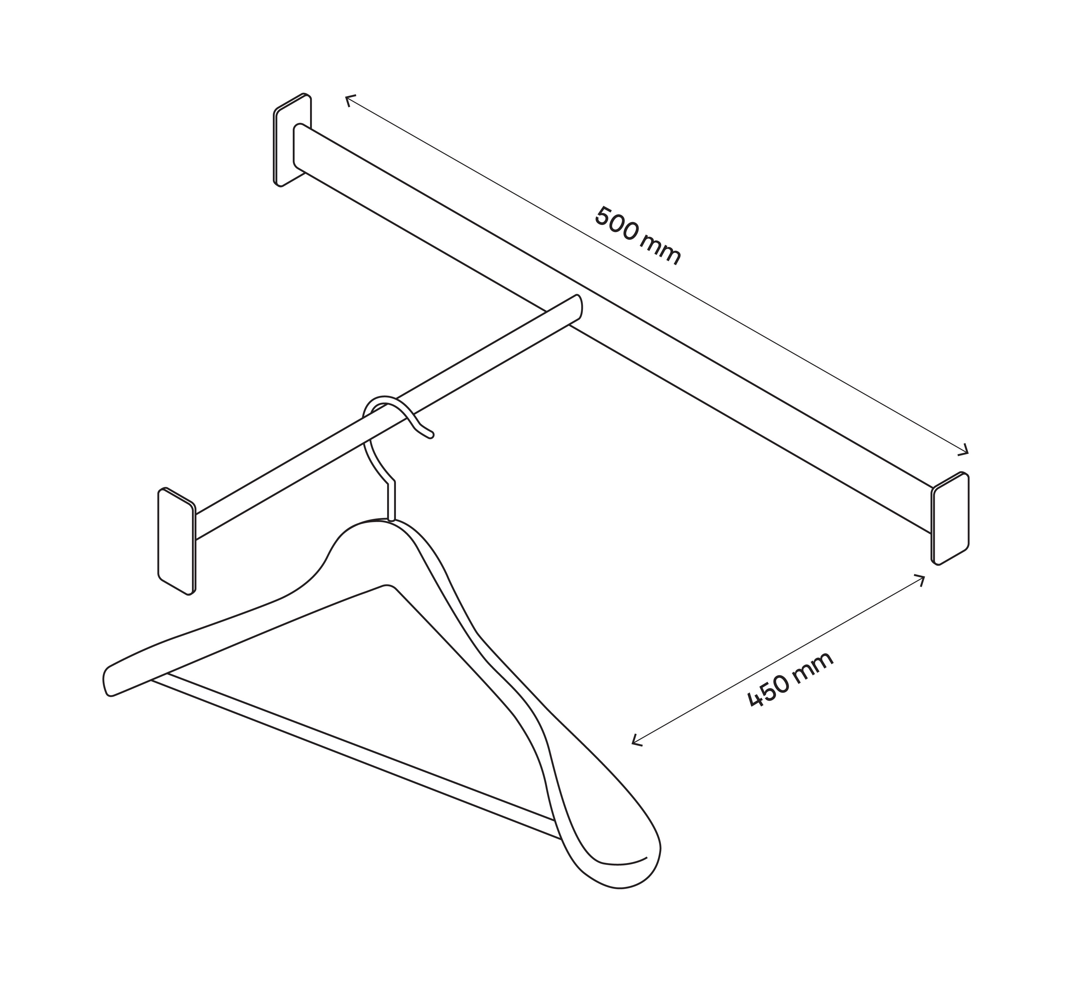GoodHome Atomia Metallic effect Non extendable Wardrobe Frontal hanging bar, (L)463mm (D)580mm