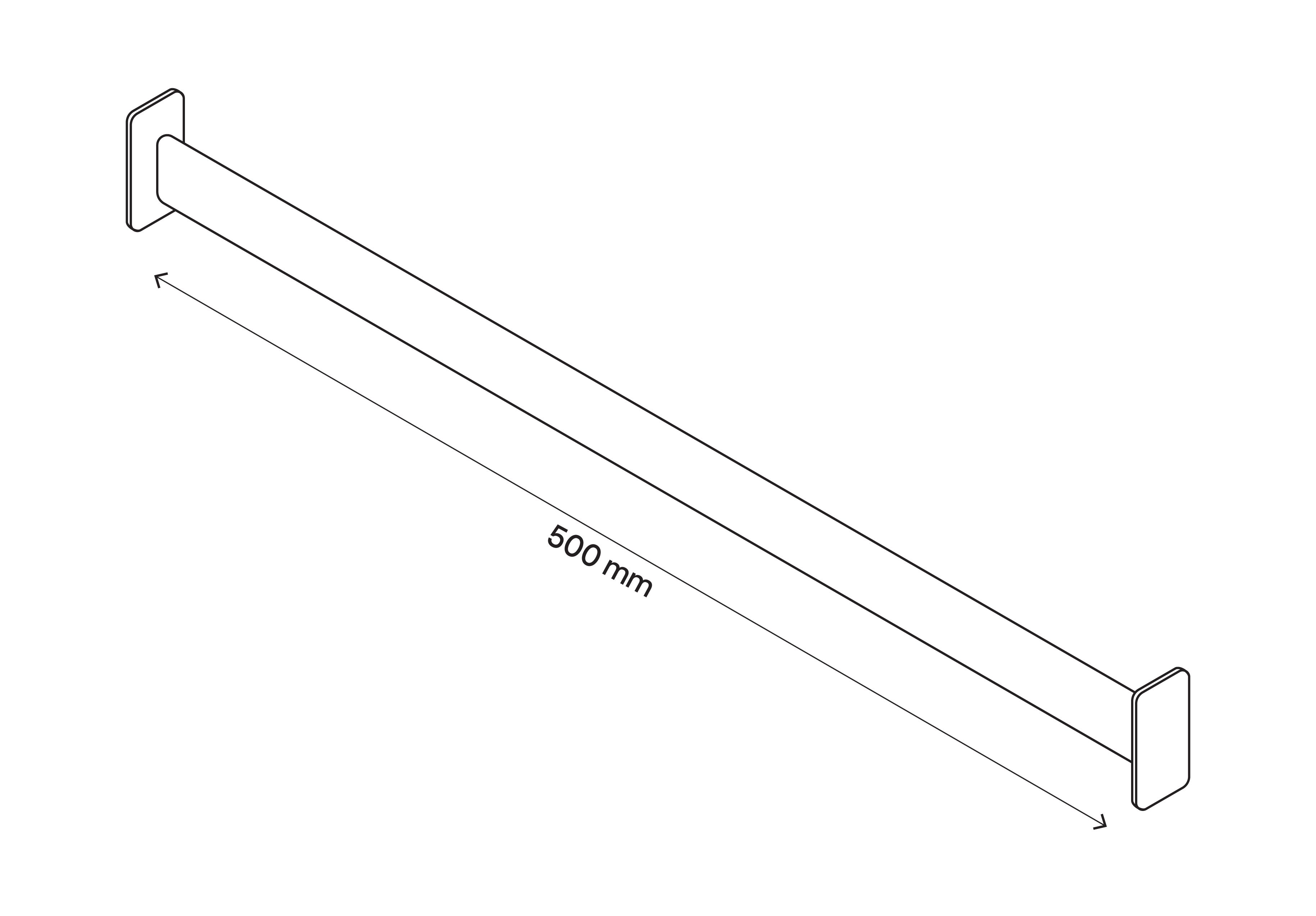 GoodHome Atomia Metallic effect Non extendable Wardrobe Hanging bar, (L)463mm (D)26mm