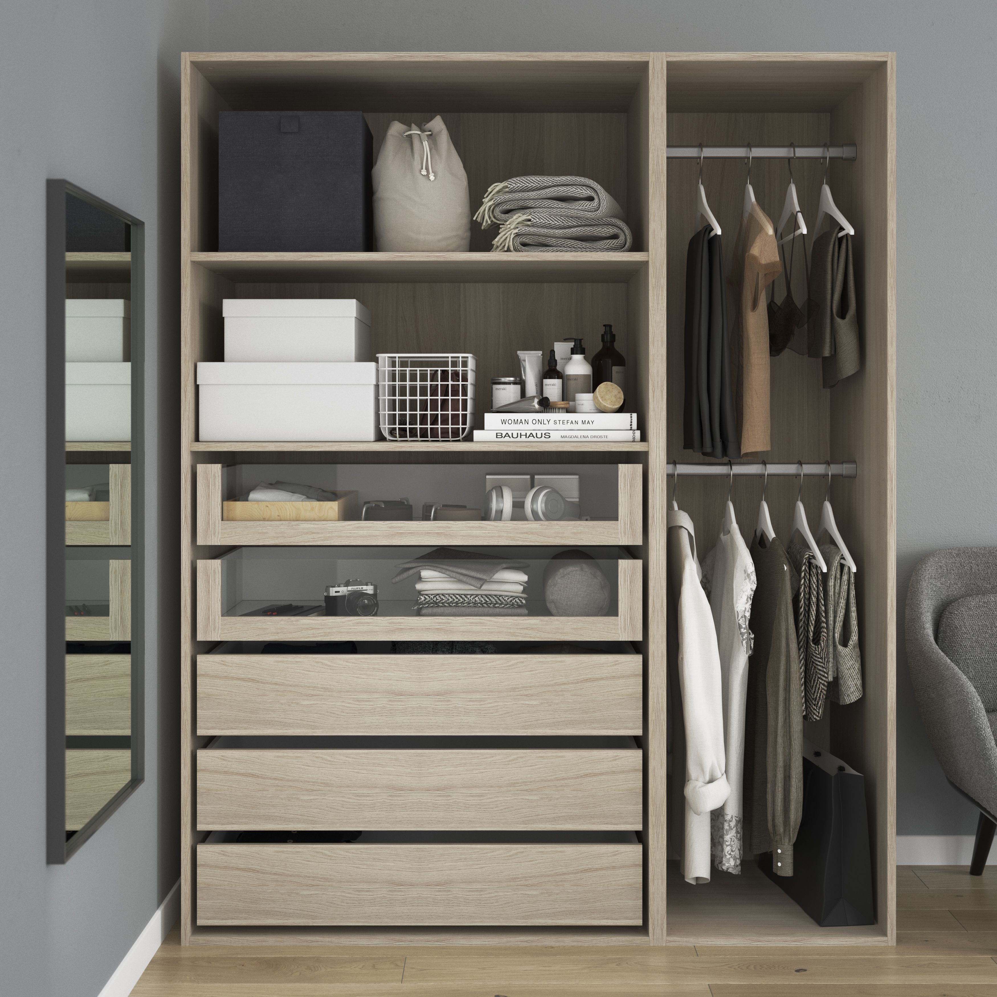 GoodHome Atomia Metallic effect Non extendable Wardrobe Hanging bar, (L)463mm (D)26mm