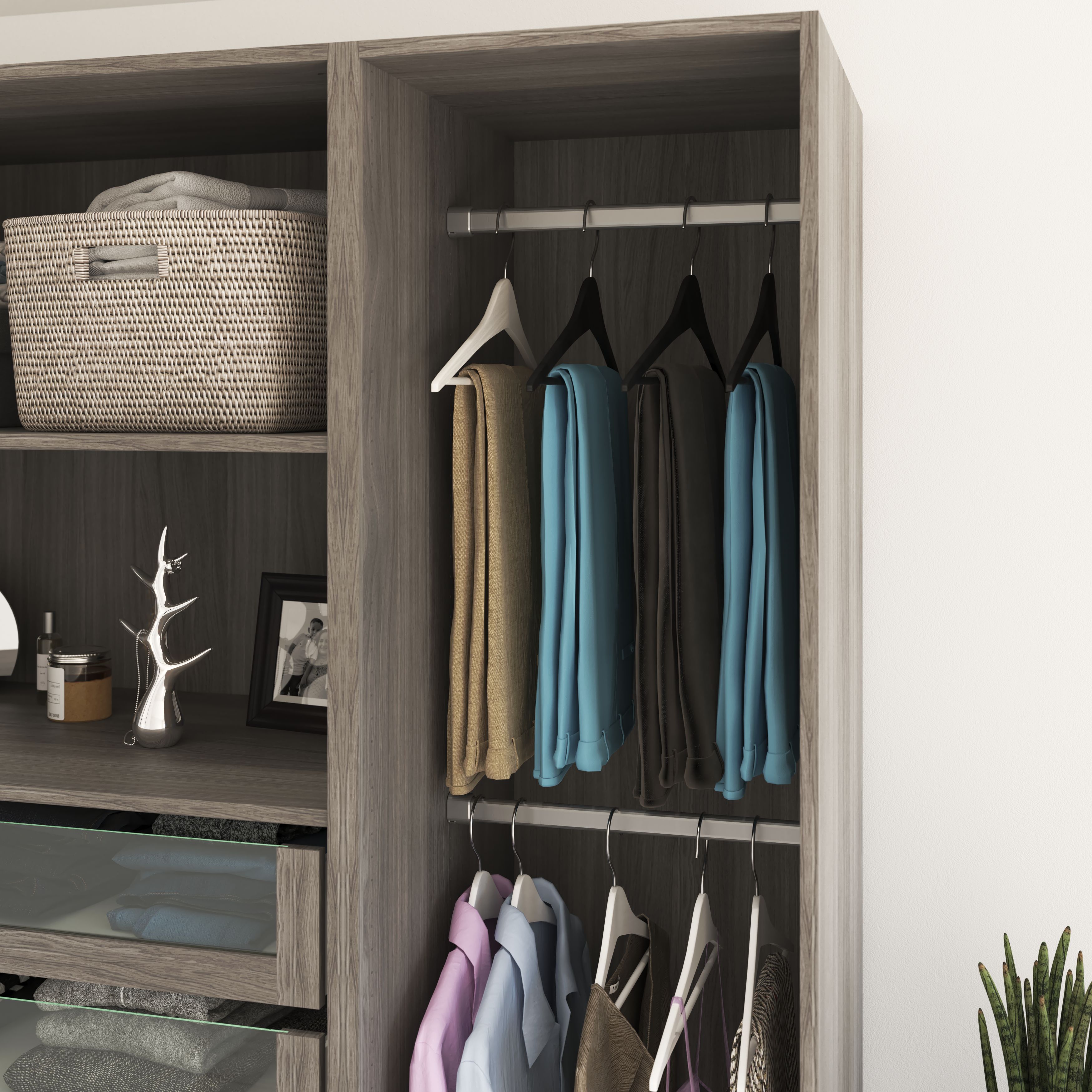 GoodHome Atomia Metallic effect Non extendable Wardrobe Hanging bar, (L)463mm (D)26mm