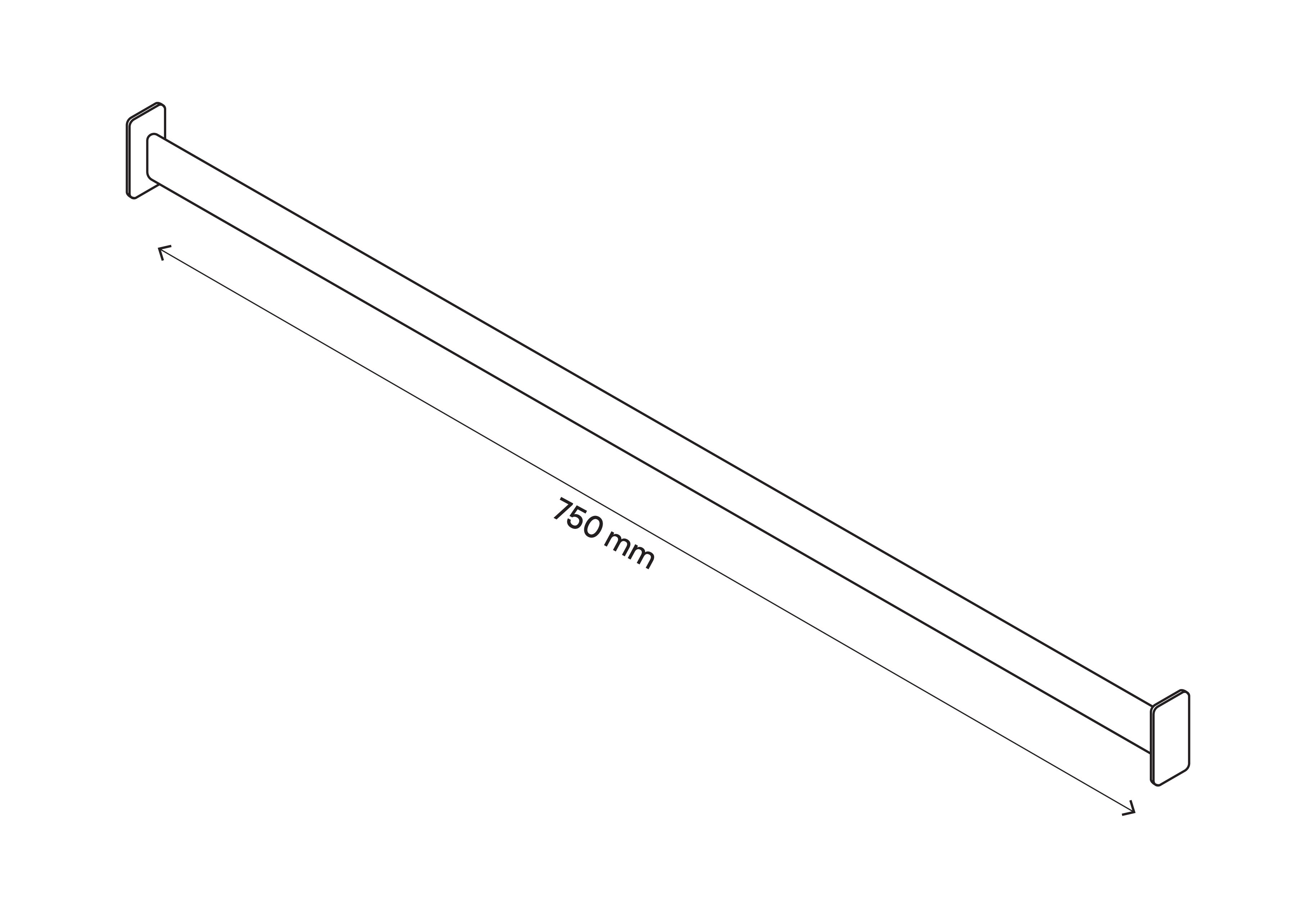 GoodHome Atomia Metallic effect Non extendable Wardrobe Hanging bar, (L)713mm (D)26mm
