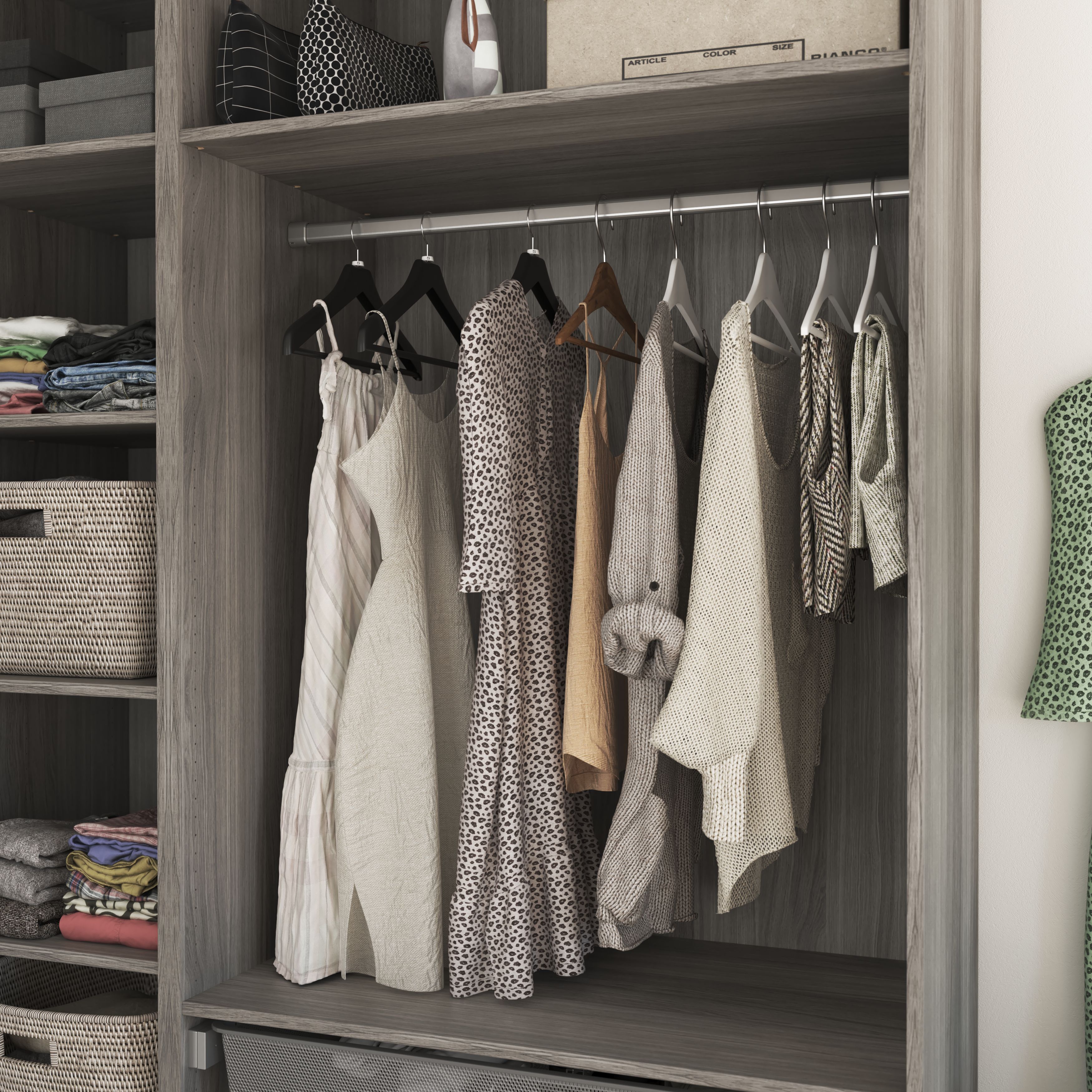 GoodHome Atomia Metallic effect Non extendable Wardrobe Hanging bar, (L)963mm (D)26mm