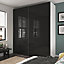 GoodHome Atomia Modern High gloss Anthracite & white Particle board Large Double Wardrobe (H)2250mm (W)2000mm (D)655mm