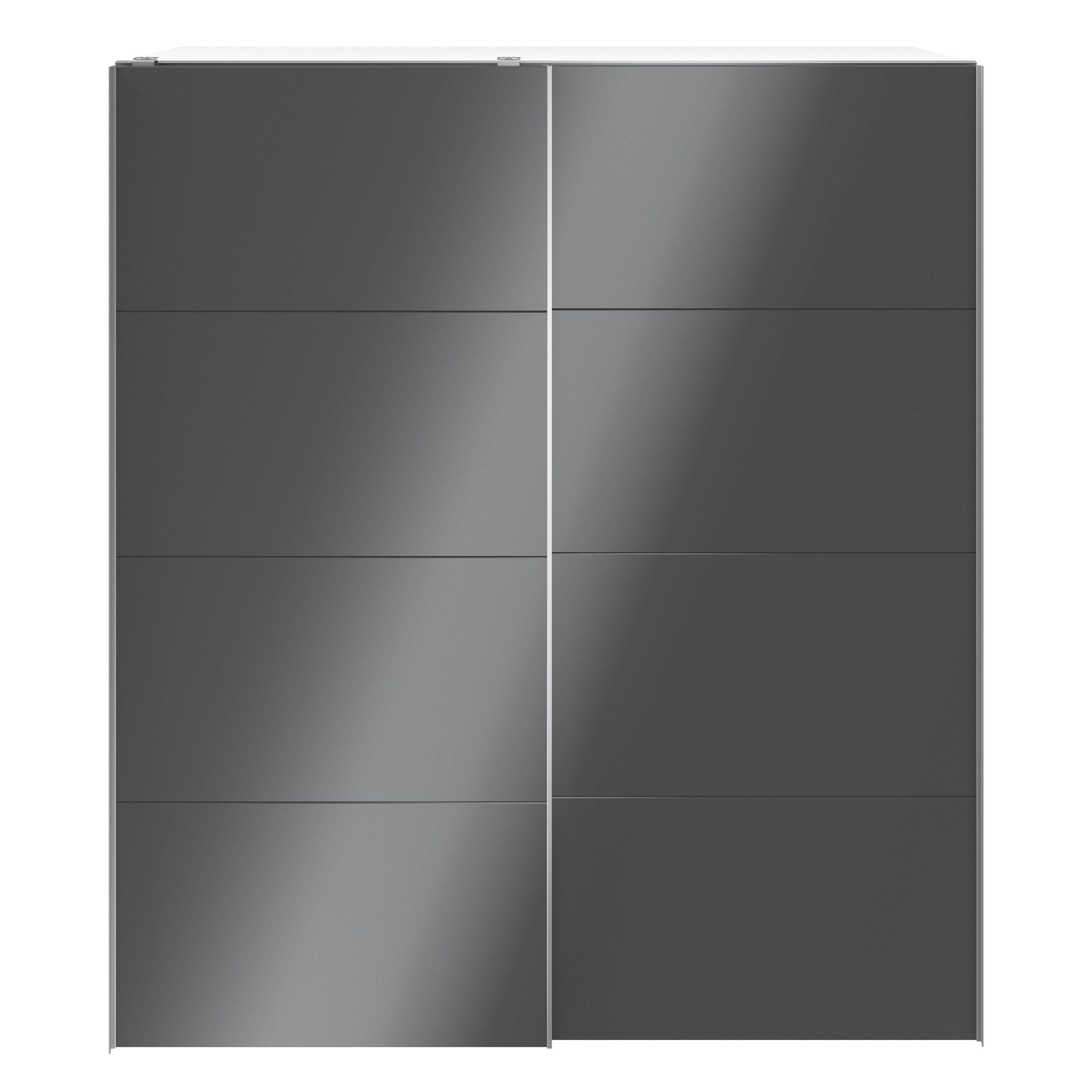 GoodHome Atomia Modern High gloss Anthracite & white Particle board Large Double Wardrobe (H)2250mm (W)2000mm (D)655mm