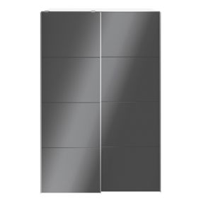 GoodHome Atomia Modern High gloss White & anthracite Particle board Large Double Wardrobe (H)2250mm (W)1500mm (D)655mm