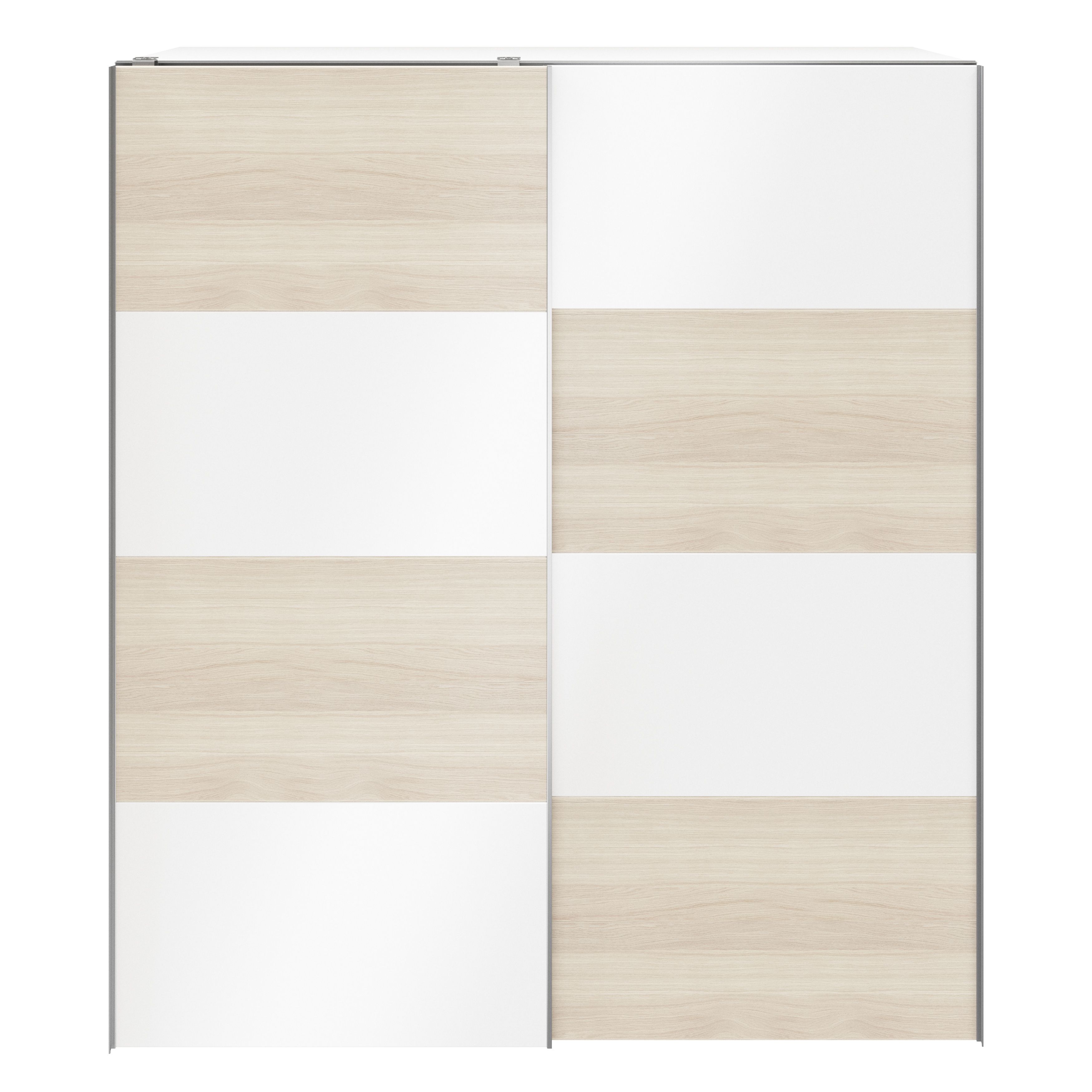 GoodHome Atomia Modern High gloss White oak effect Particle board Large Double Wardrobe (H)2250mm (W)2000mm (D)655mm