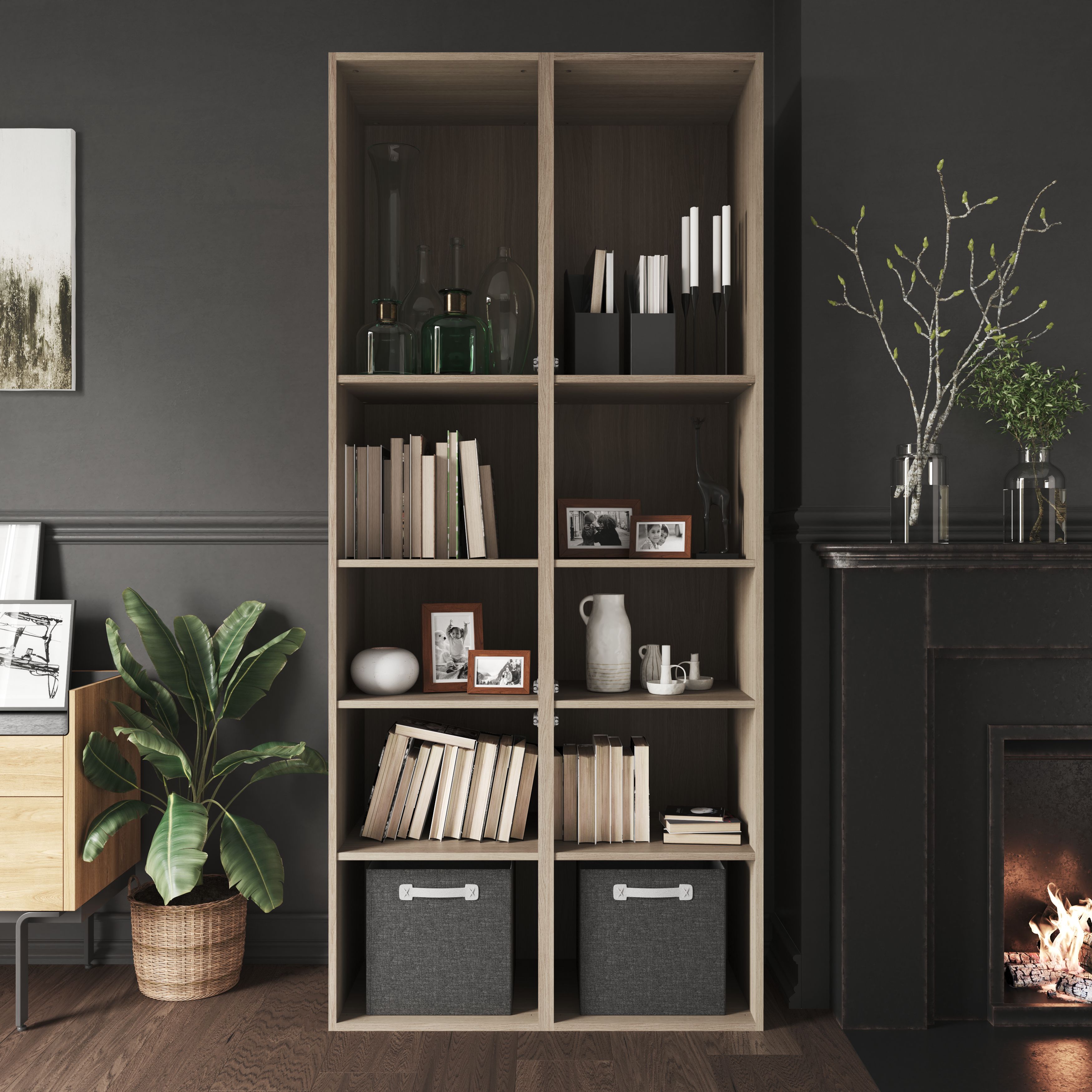 GoodHome Atomia Oak effect Modular furniture cabinet, (H)2250mm (W ...