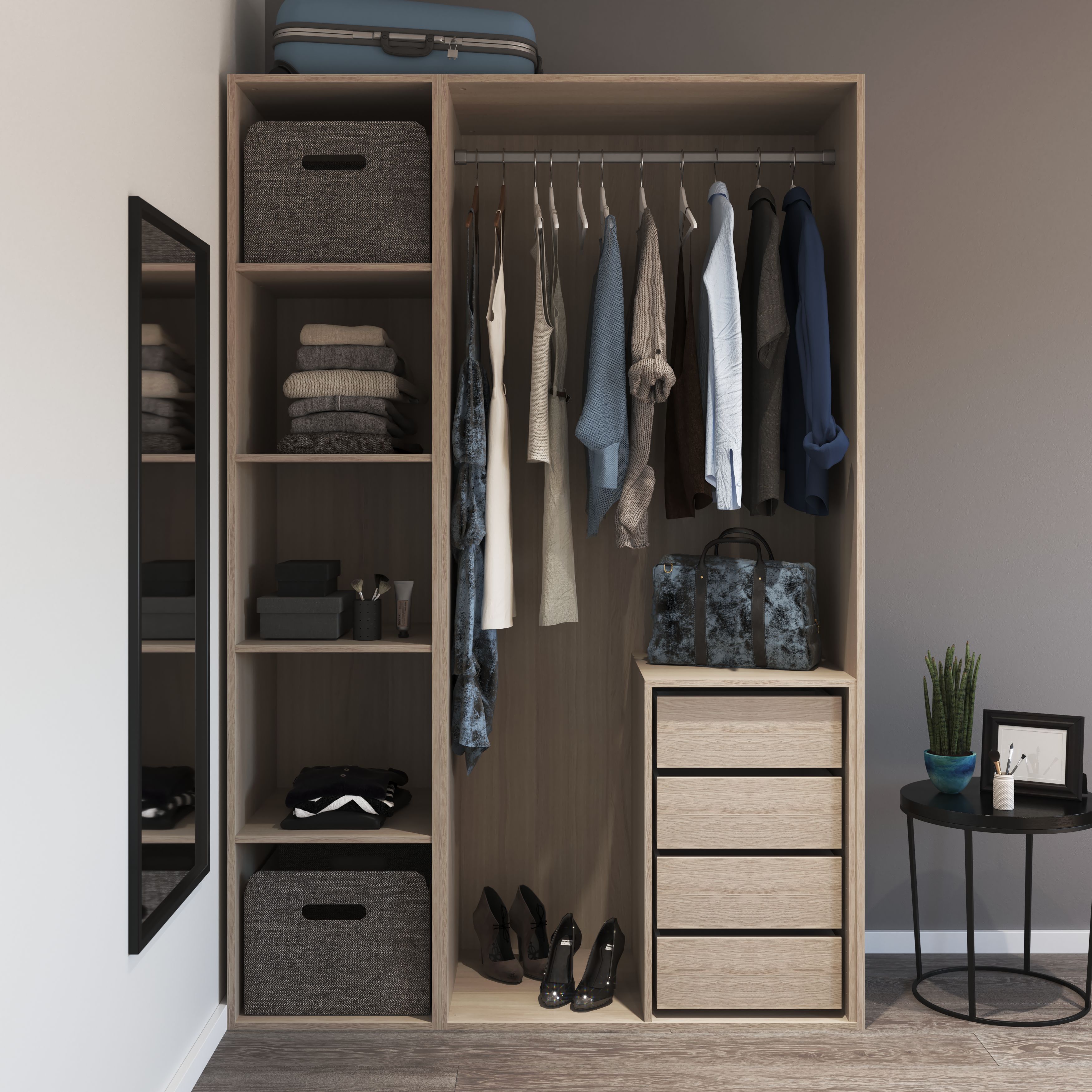 GoodHome Atomia Oak effect Modular furniture cabinet, (H)2250mm (W ...