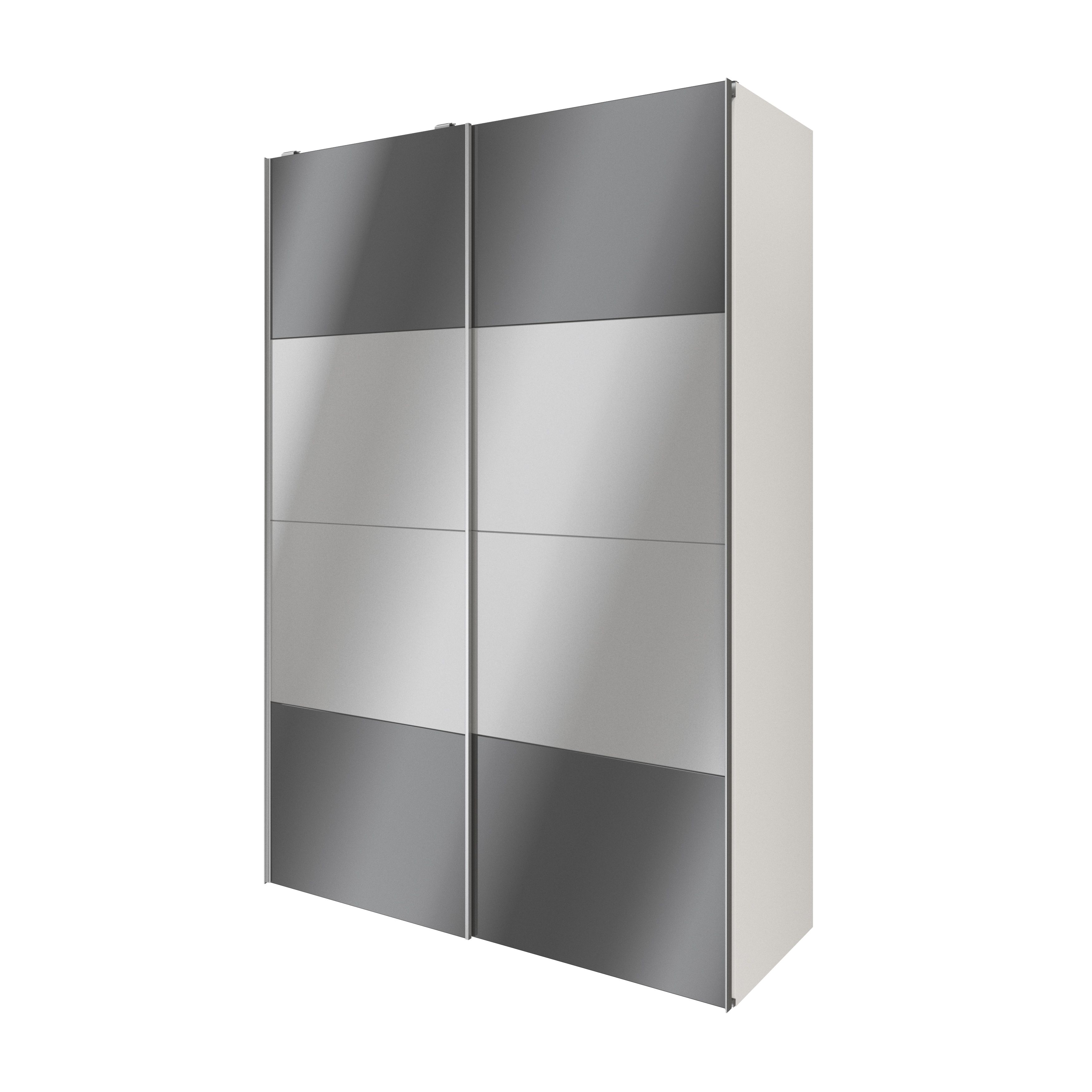 GoodHome Atomia White & anthracite Particle board Mirrored Wardrobe (H)2250mm (W)1500mm (D)655mm