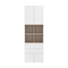 GoodHome Atomia White Door, Oak effect Office & living storage (H)2250mm (W)750mm (D)370mm