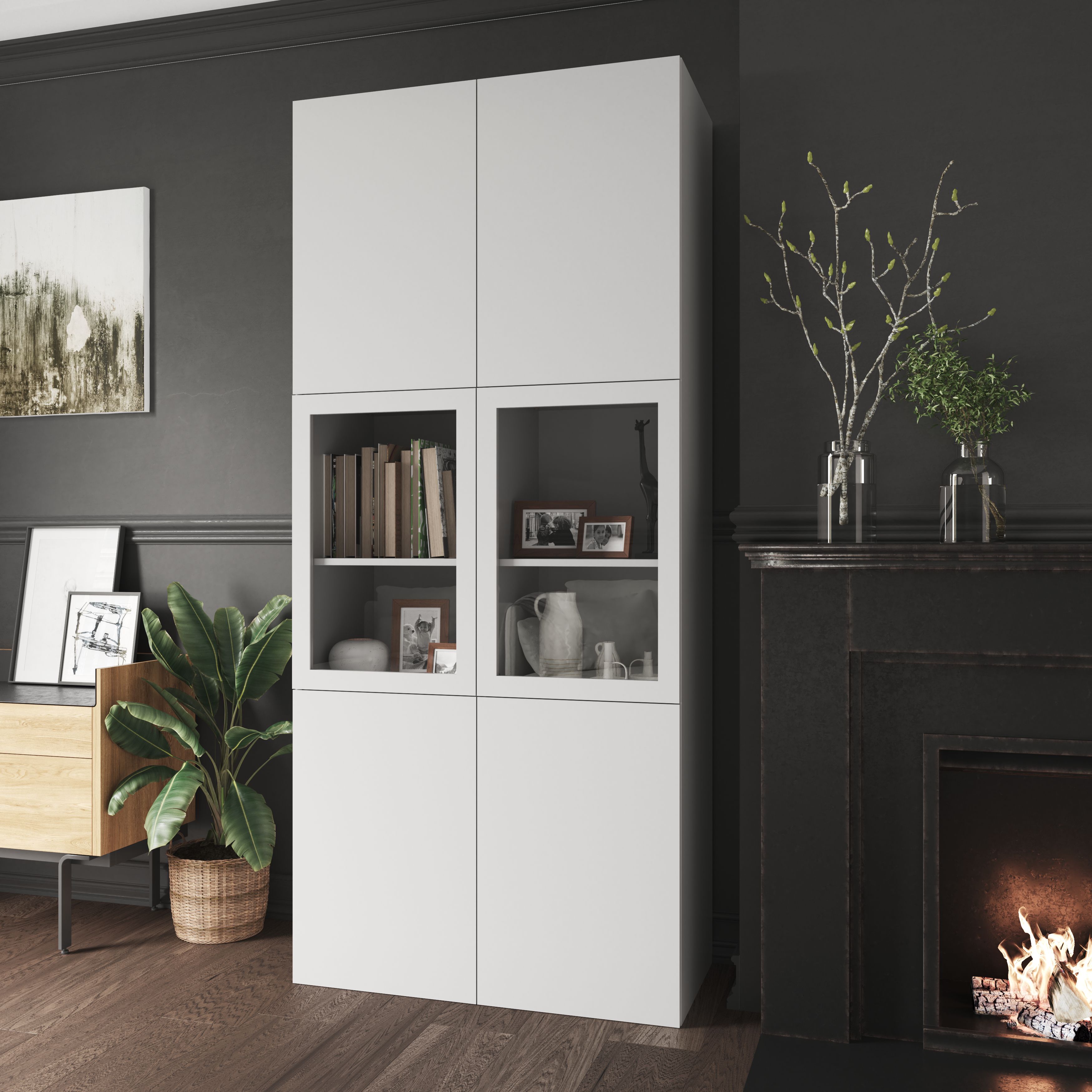 GoodHome Atomia White Modular Furniture Cabinet, (H)2250mm (W)500mm (D ...