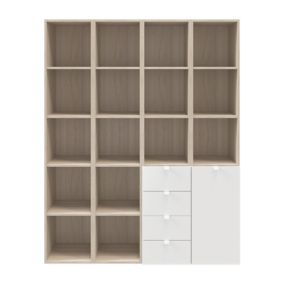 GoodHome Atomia White Oak effect Large Bookcases, shelving units & display cabinets (H)1875mm