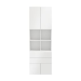 GoodHome Atomia White Oak effect Office & living storage (H)2250mm