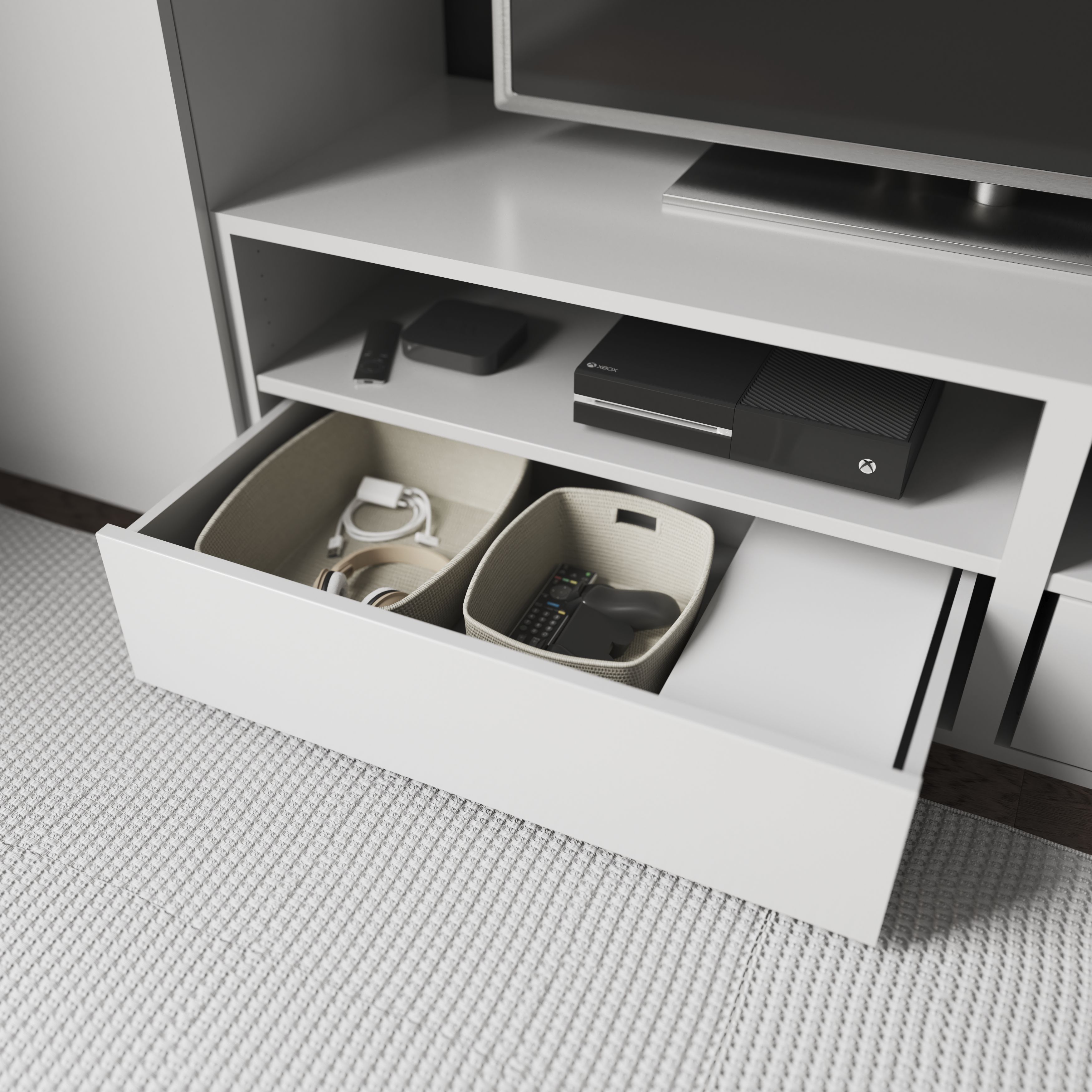 GoodHome Atomia White Slab Internal Drawer (H)170mm (W)714mm (D)390mm