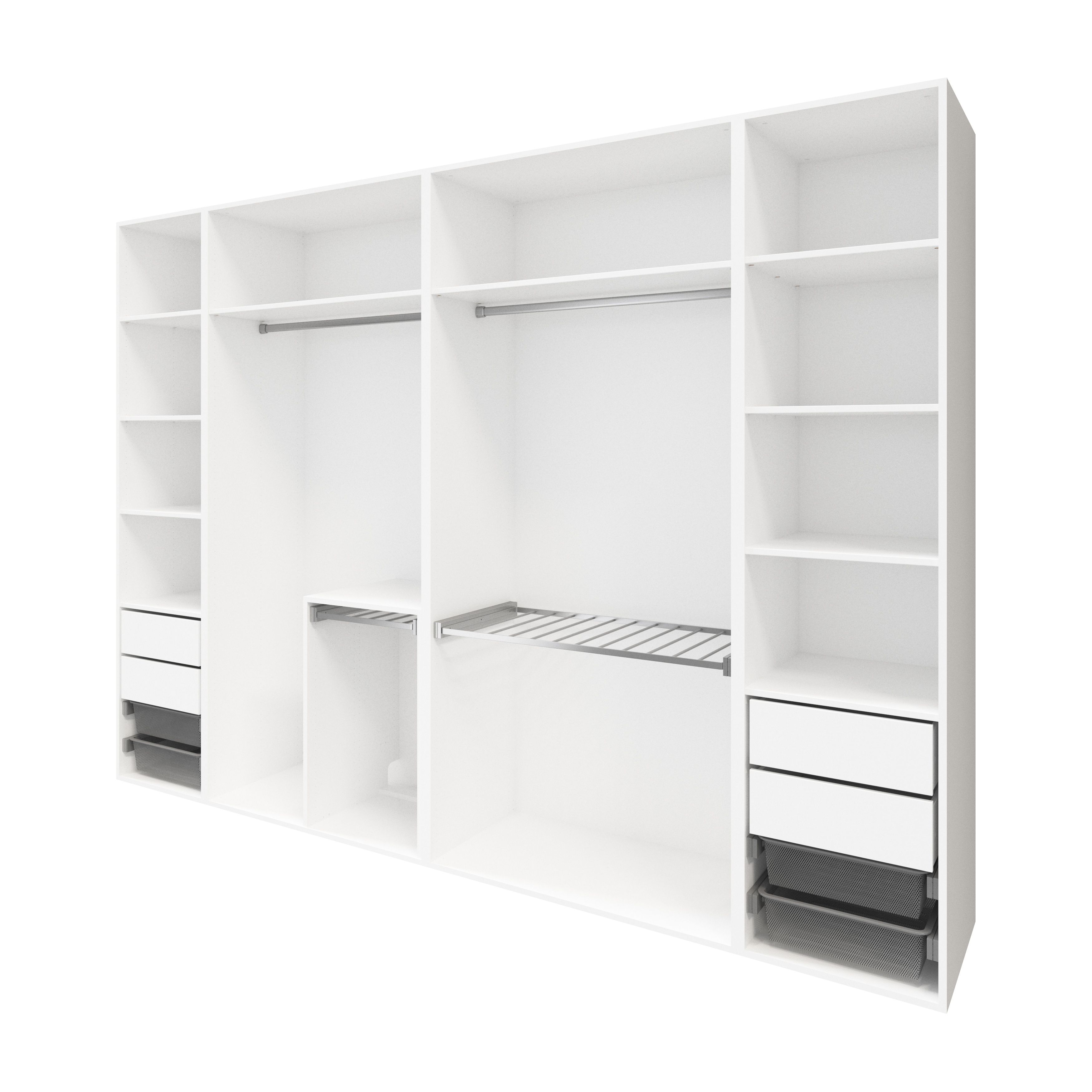 GoodHome Atomia White Wardrobe, clothing & shoes organiser (H)2250mm (W)3000mm (D)580mm